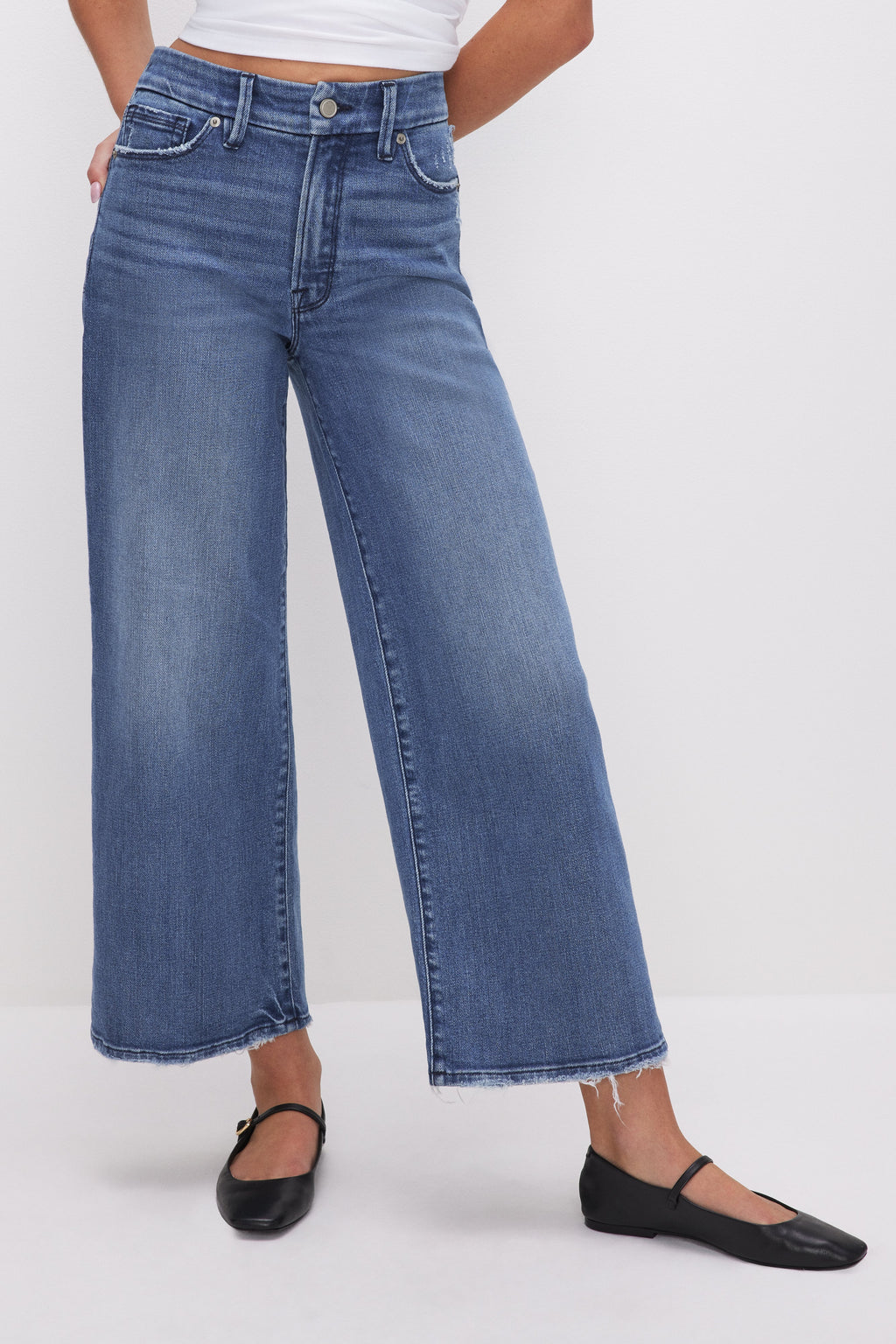 GOOD WAIST CROPPED PALAZZO JEANS INDIGO338