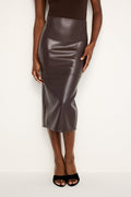 FAUX LEATHER MIDI SKIRT BARK003