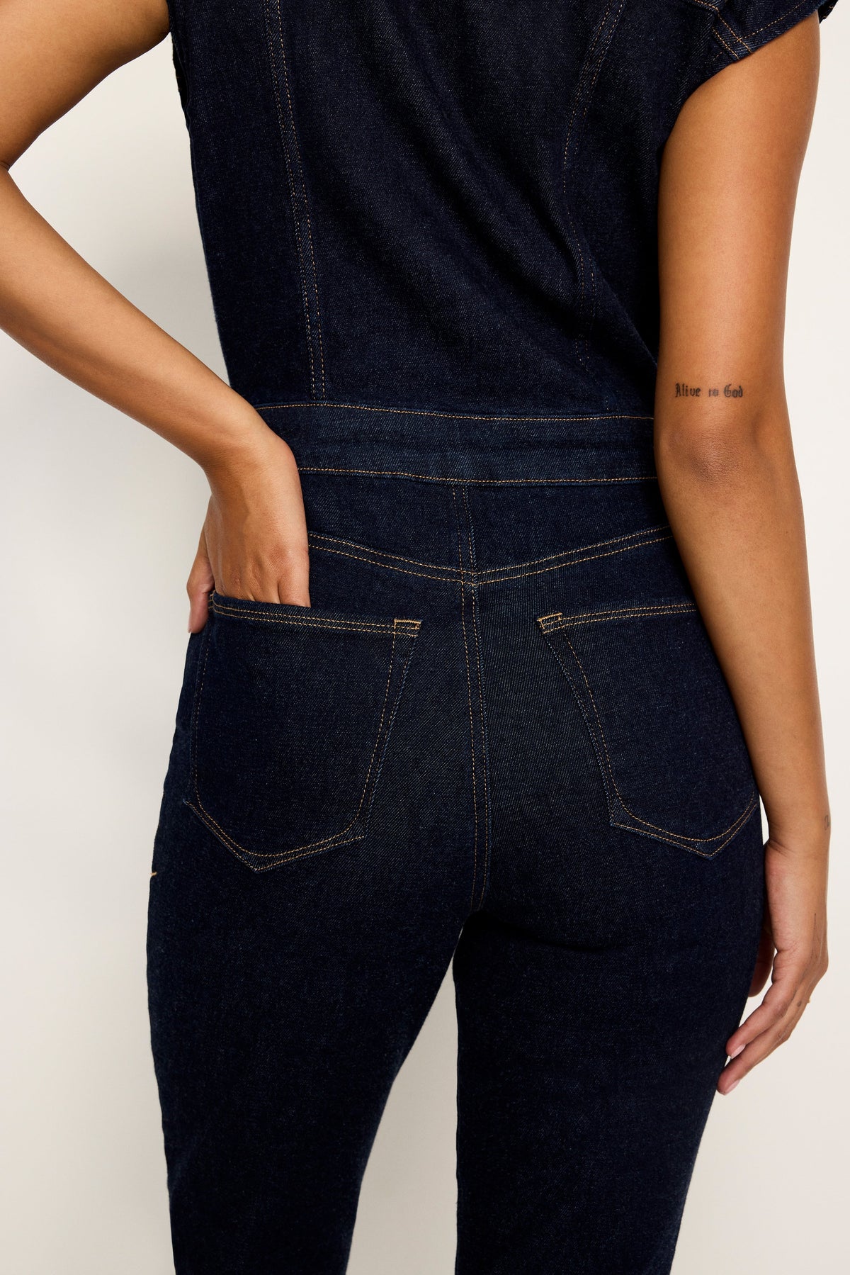 RINSED DENIM FIT FOR SUCCESS JUMPSUIT INDIGO716