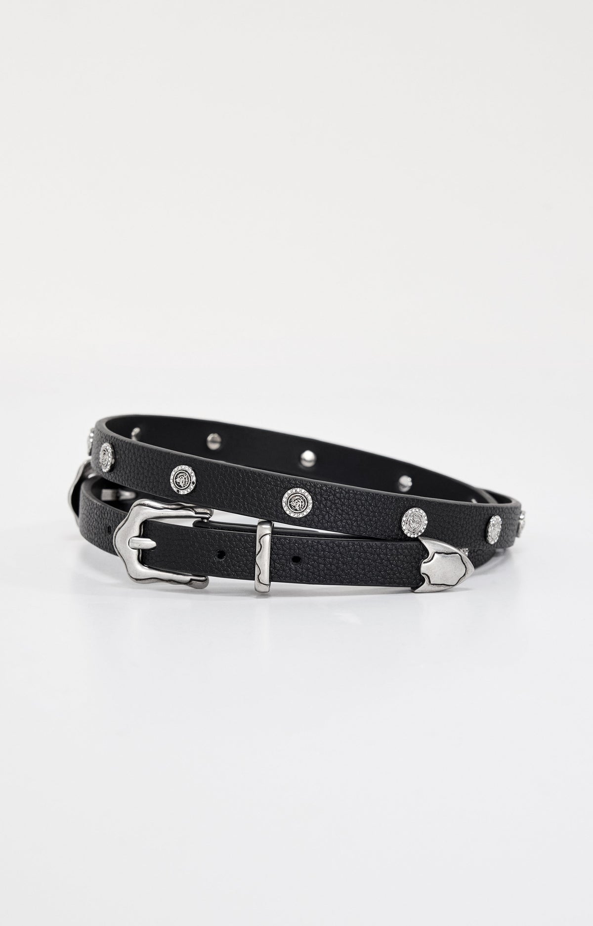 SKINNY DOUBLE BUCKLE BELT BLACK001