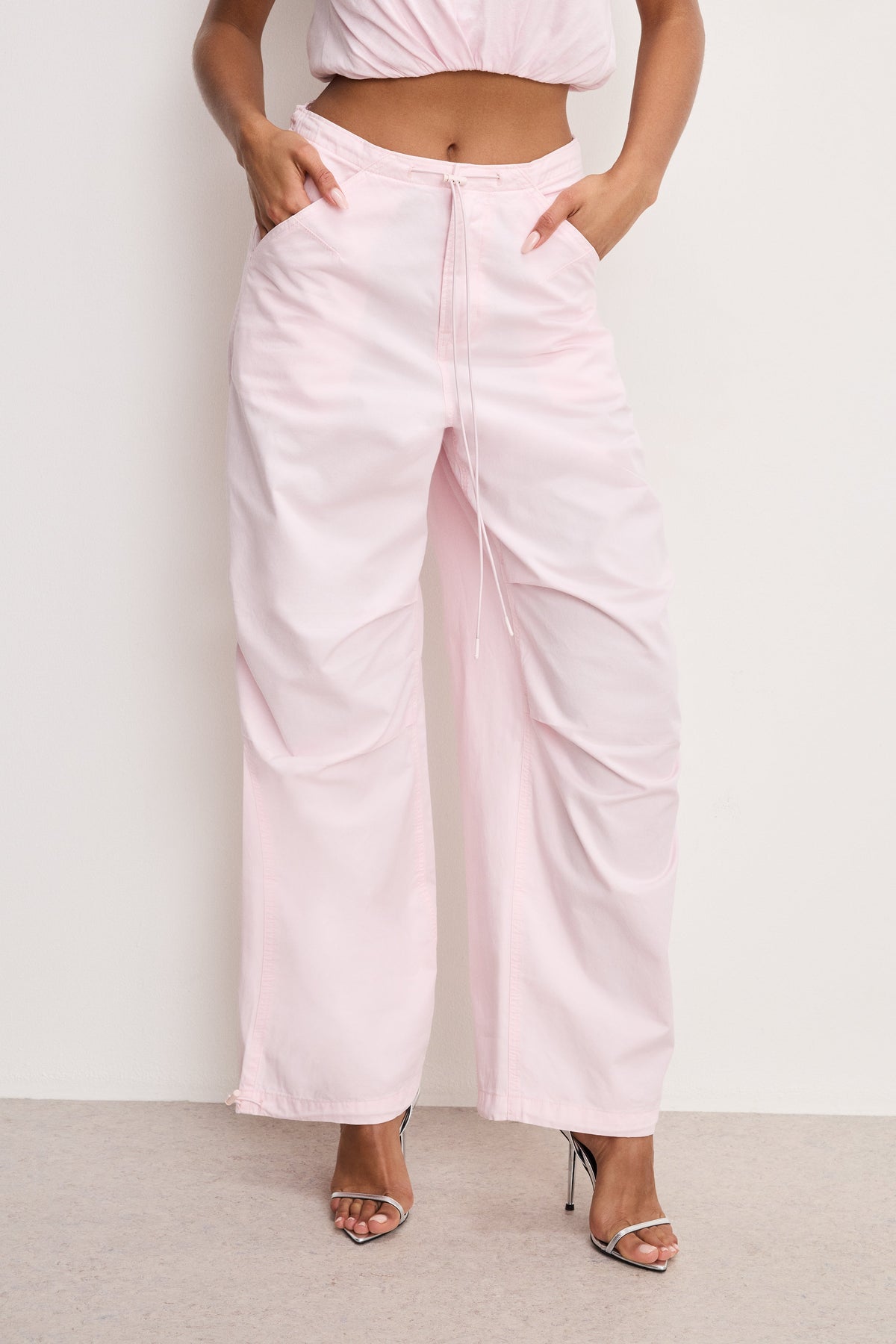 TWILL PARACHUTE PANTS BUBBLEGUM005