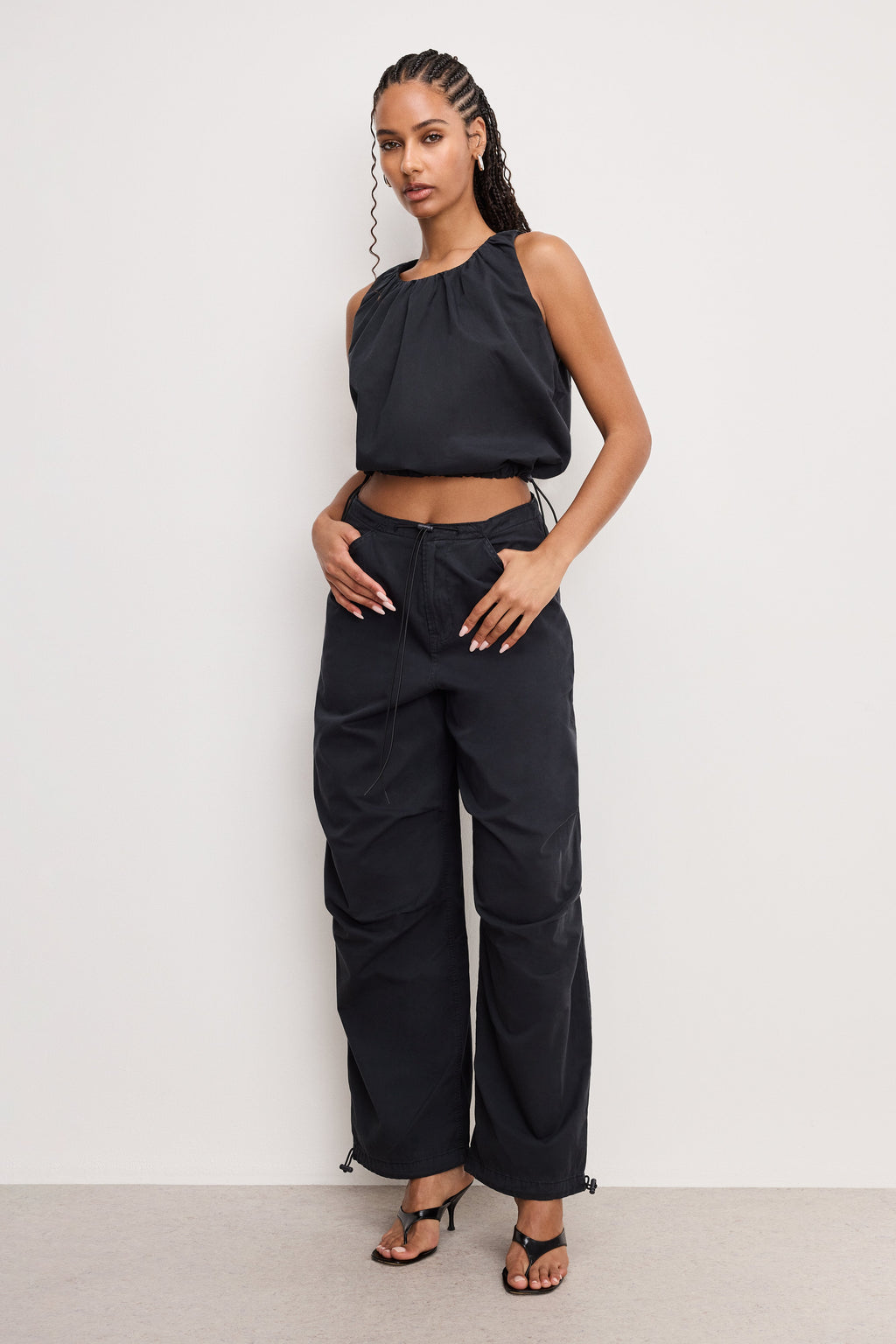 TWILL PARACHUTE BUBBLE TOP BLACK001