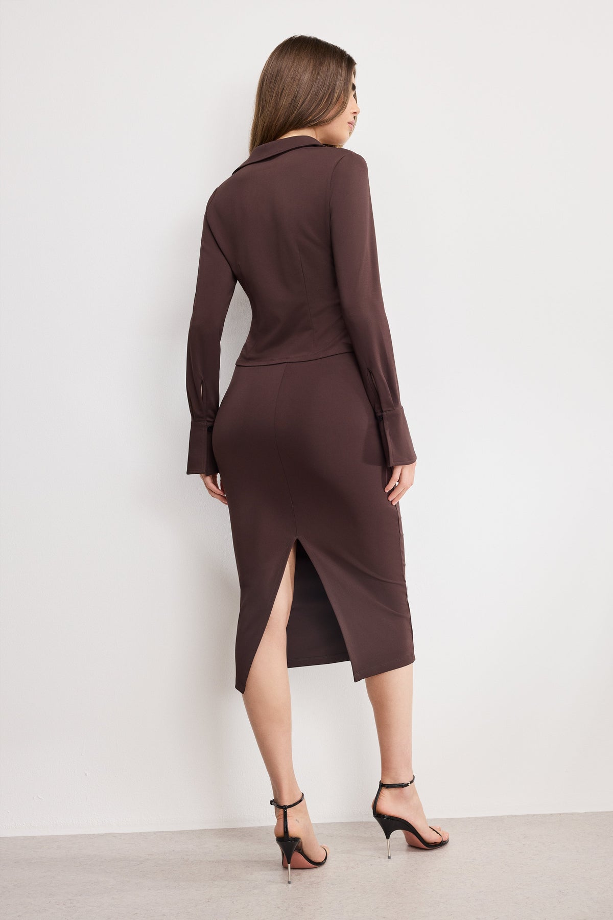 MATTE JERSEY MIDI PENCIL SKIRT BARK003