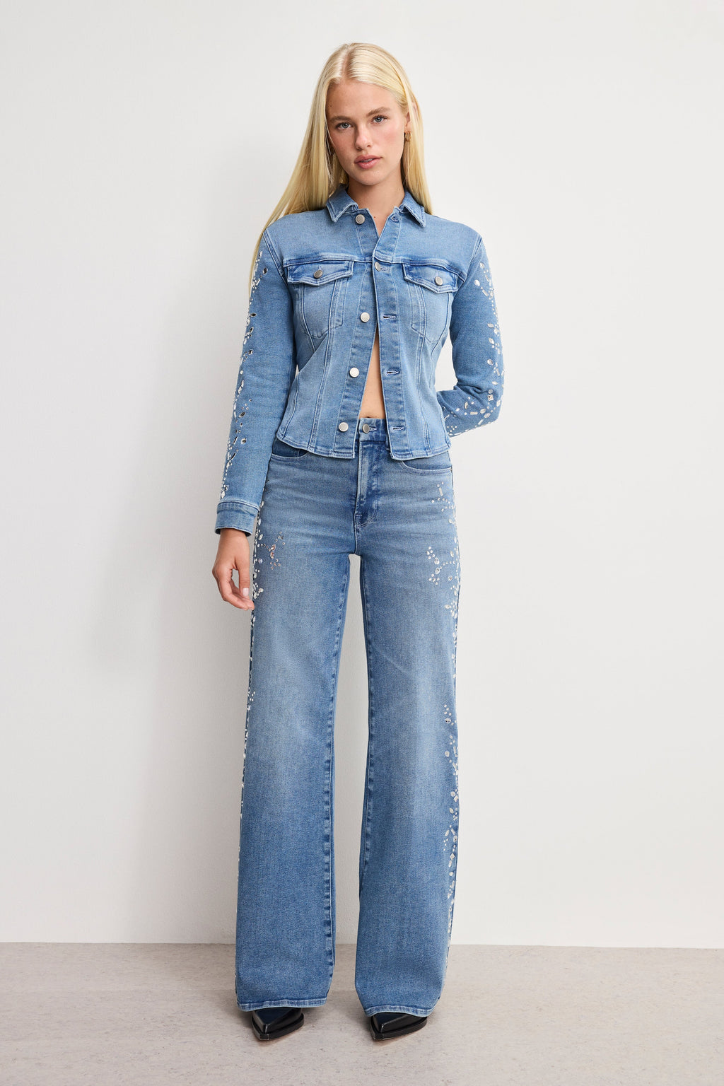 DOLLY JOLEANS CRYSTAL WIDE JEANS INDIGO1089