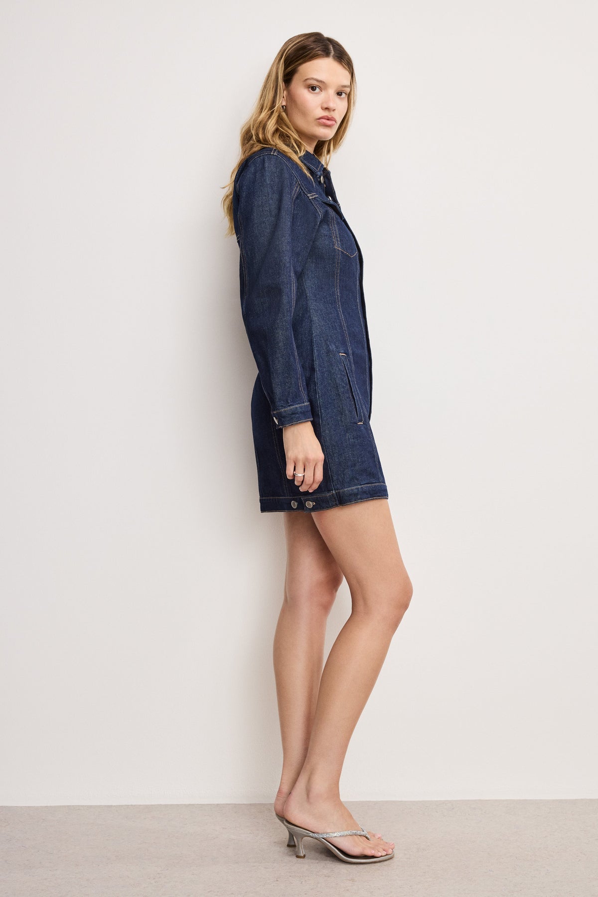 BARREL LONG SLEEVE MINI DRESS INDIGO982