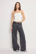 ESSENTIAL SUITING STRAPLESS TOP CHESTNUT PIN STRIPE