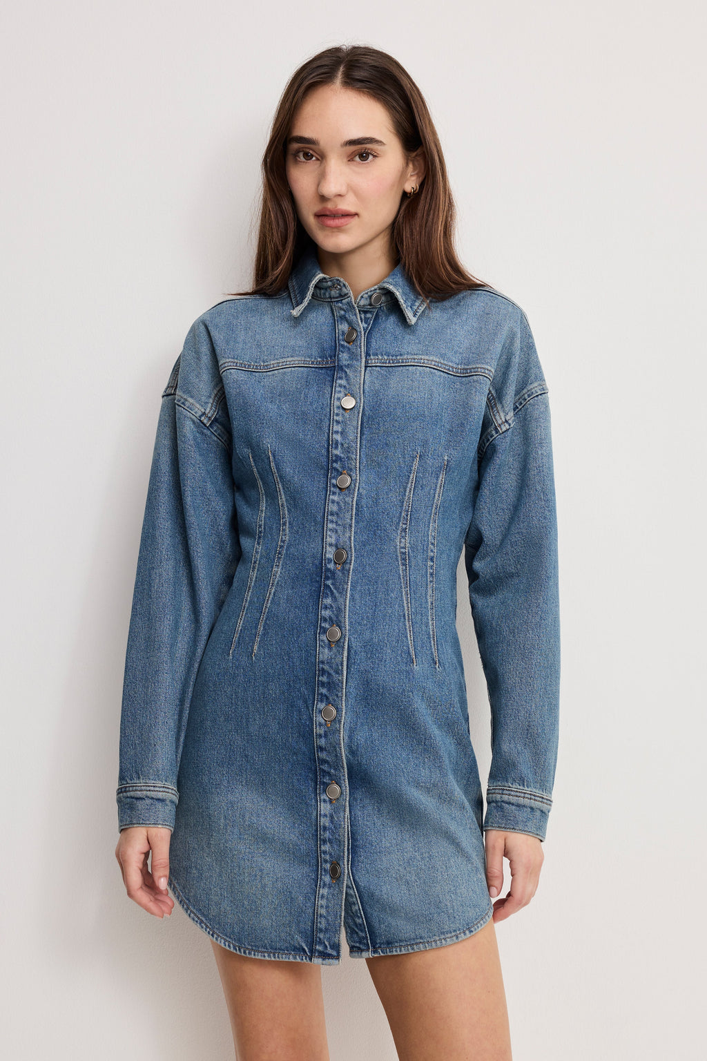 SHAPED DENIM DRESS INDIGO1100