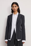 ESSENTIAL SUITING SCULPTED BLAZER DARK HEATHER GRAY