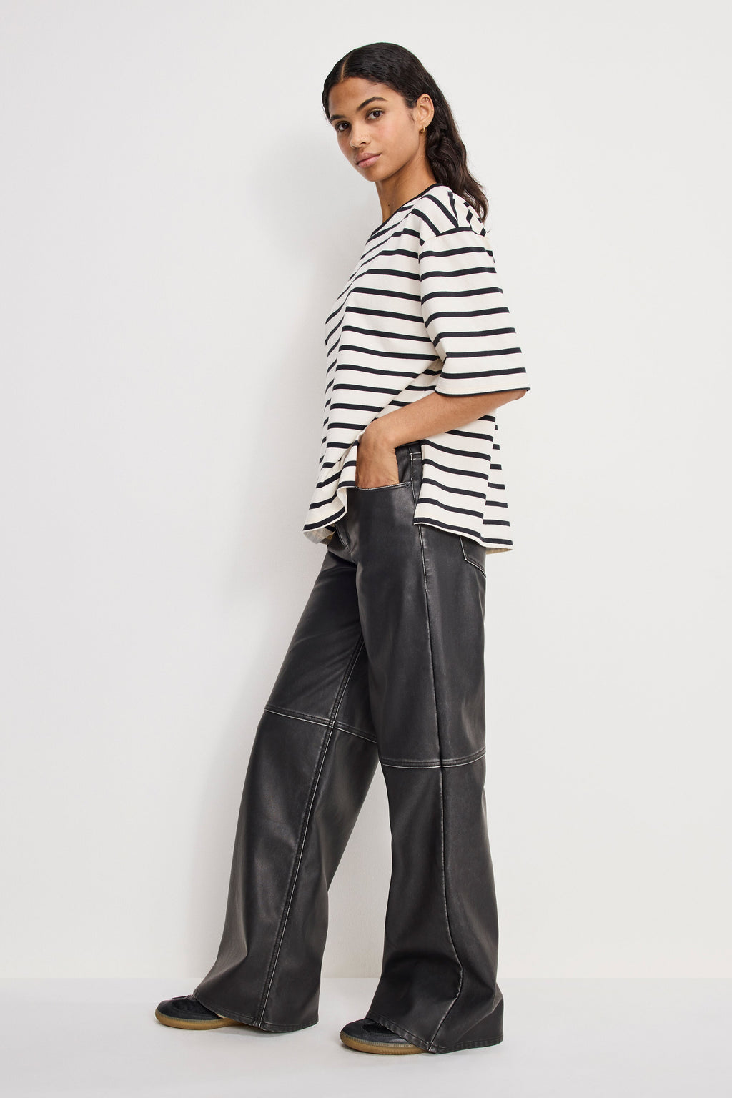 GOOD SKATE FAUX LEATHER PANTS BLACK001