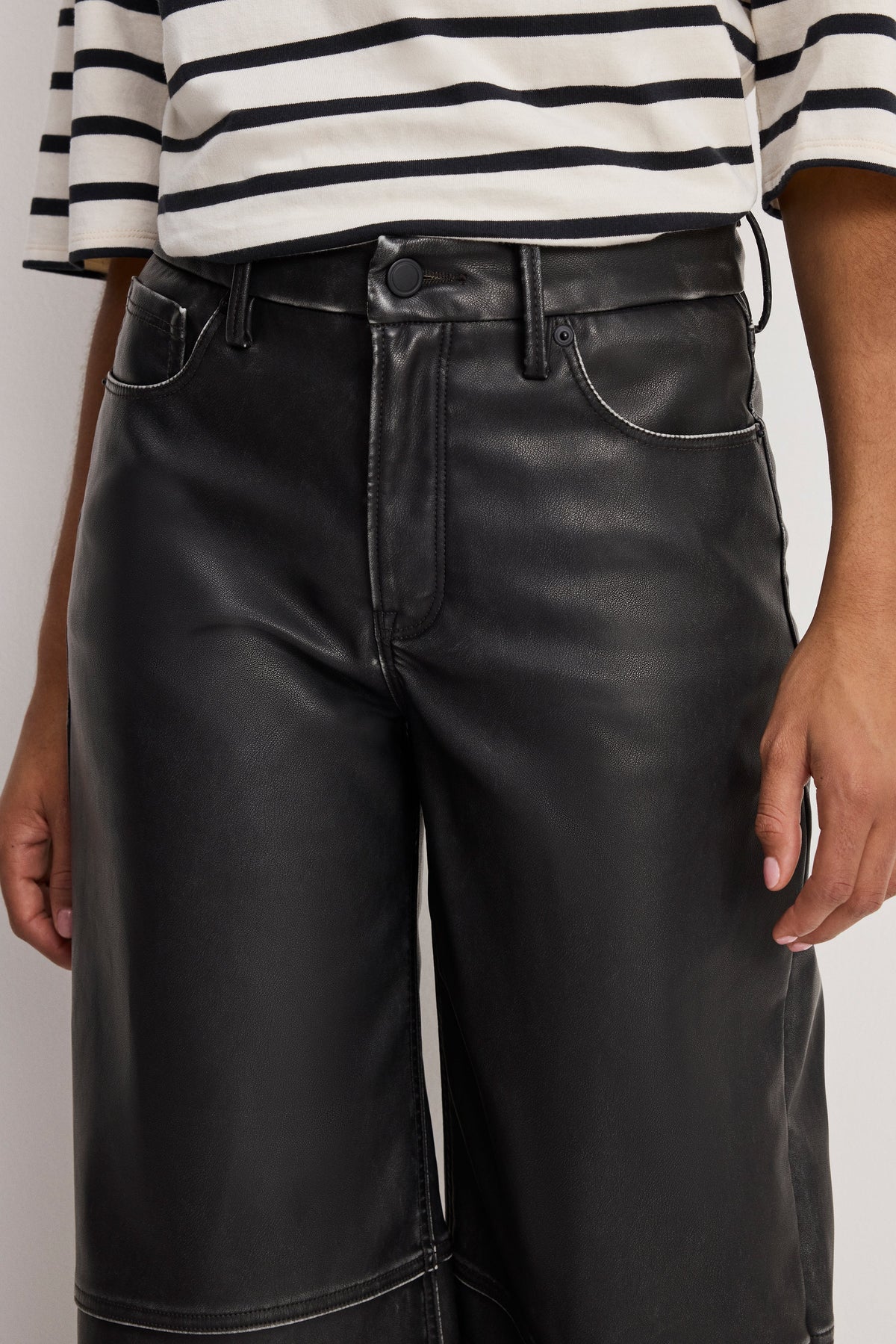 GOOD SKATE FAUX LEATHER PANTS BLACK001