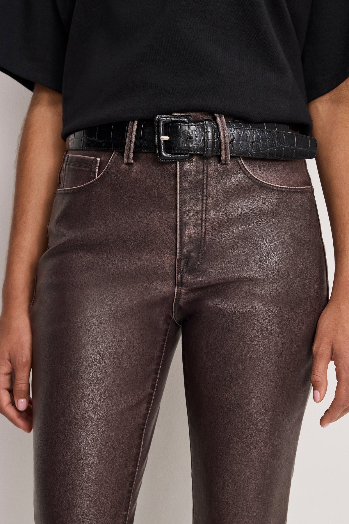 GOOD CLASSIC BOOTCUT FAUX LEATHER PANTS VAMP001