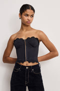 MATTE JERSEY LACE TRIM BUSTIER BLACK001