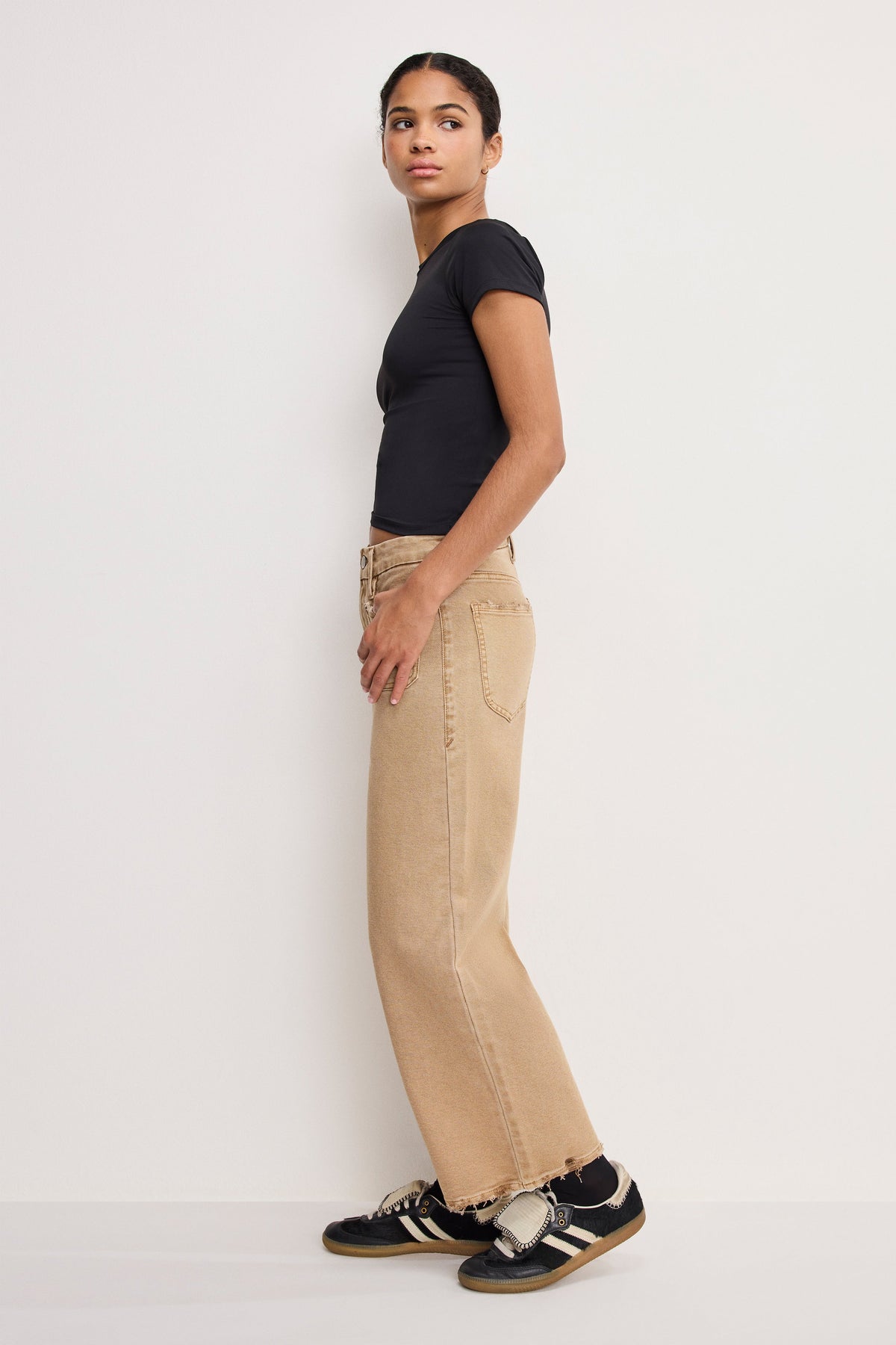 PALAZZO CROPPED PANTS GOOD KHAKI001