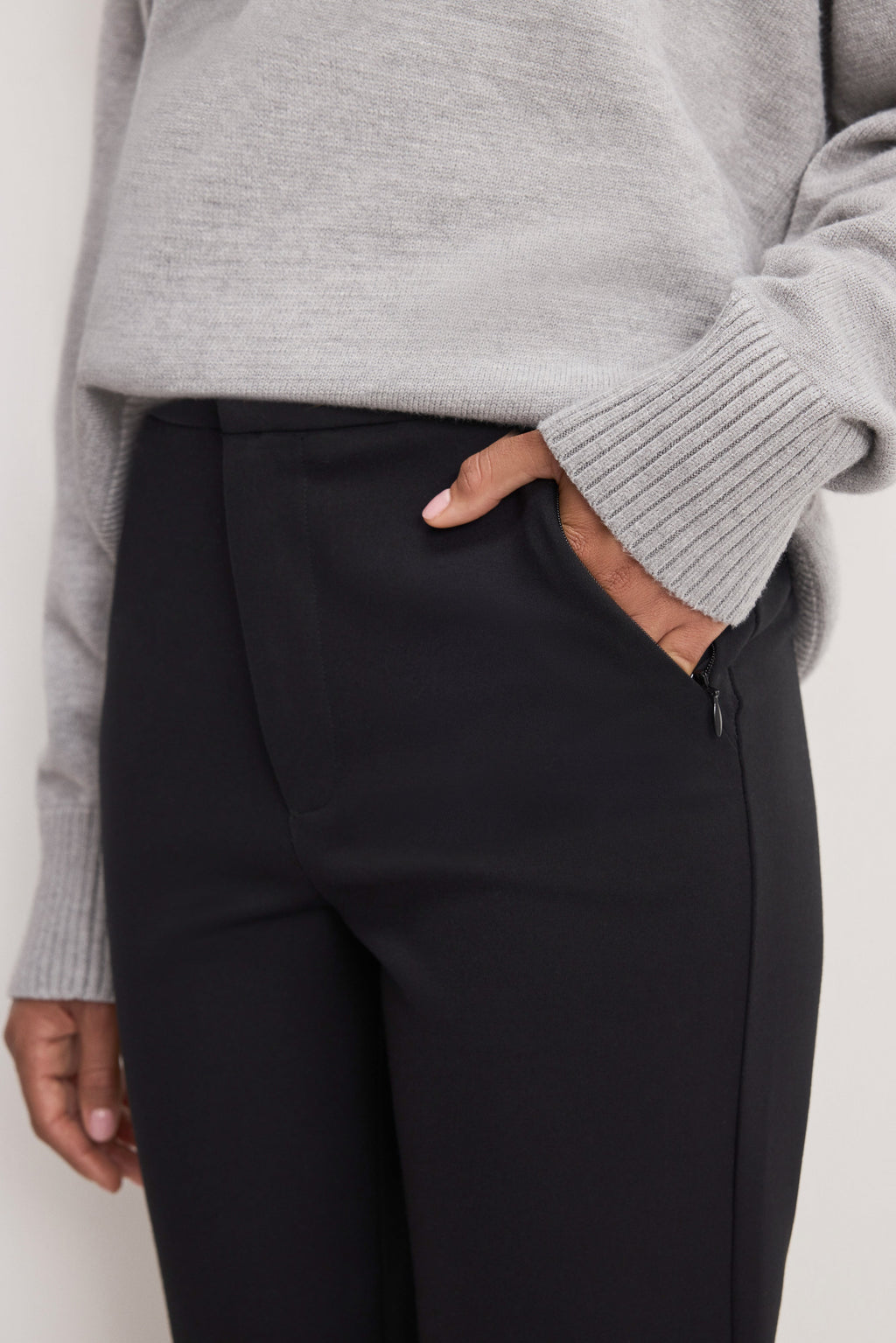 SOFT STRETCH PONTE STRAIGHT TROUSERS BLACK001