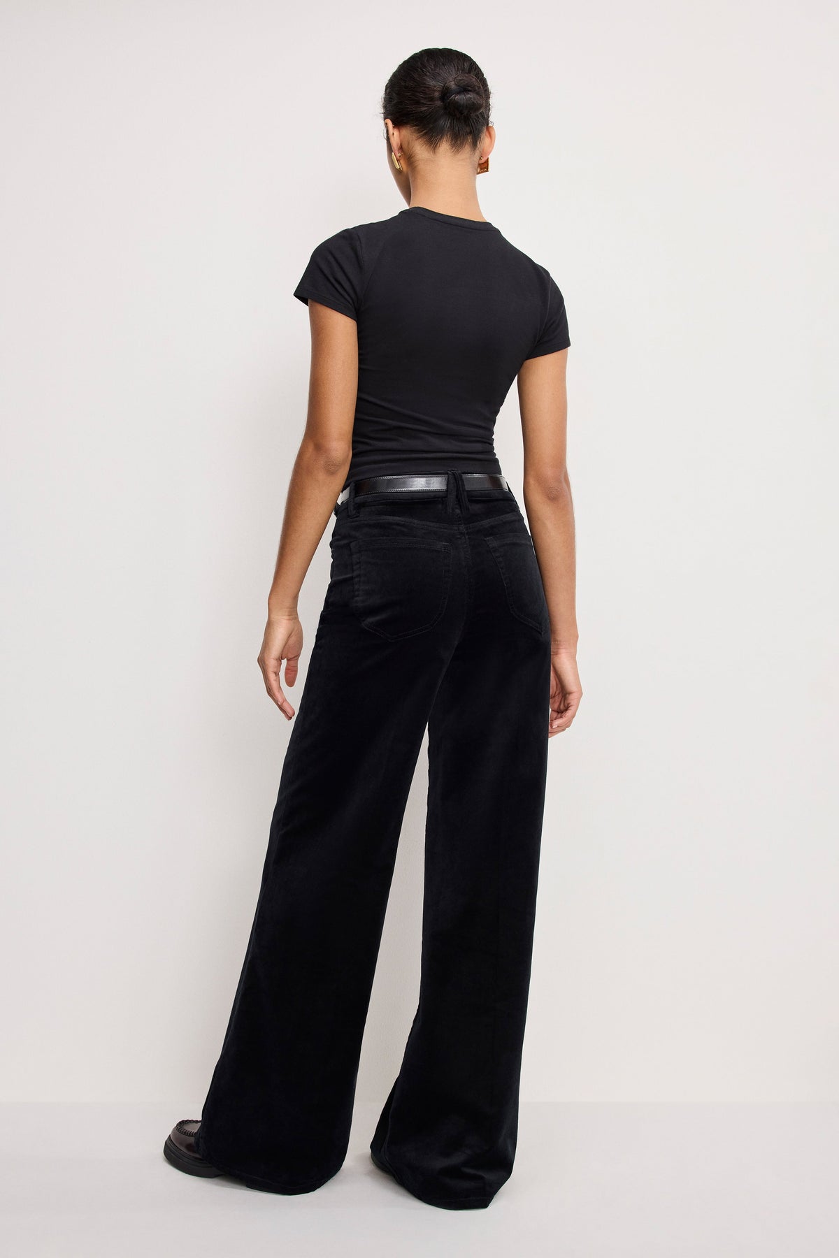 VELVET GOOD WAIST PALAZZO PANTS BLACK001