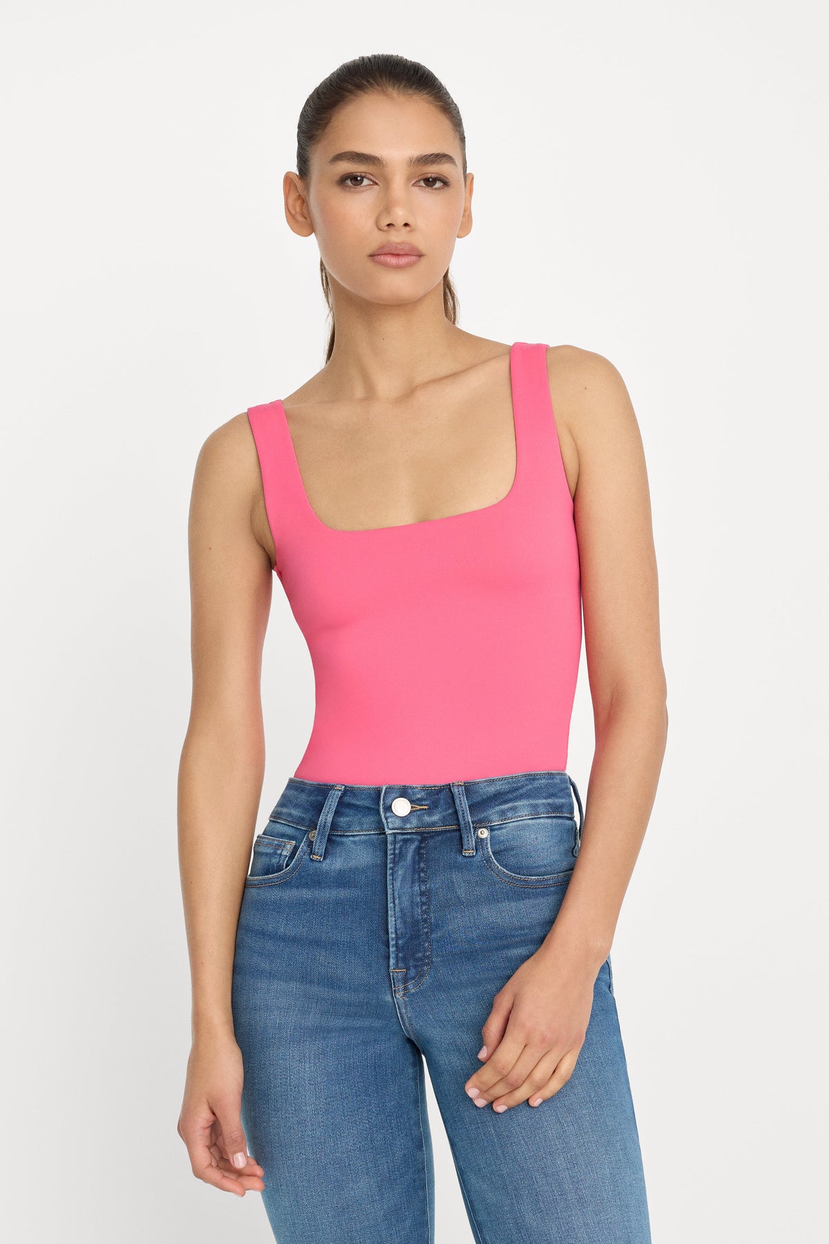 SCULPTING MODERN TANK BODYSUIT STRAWBERRY PINK