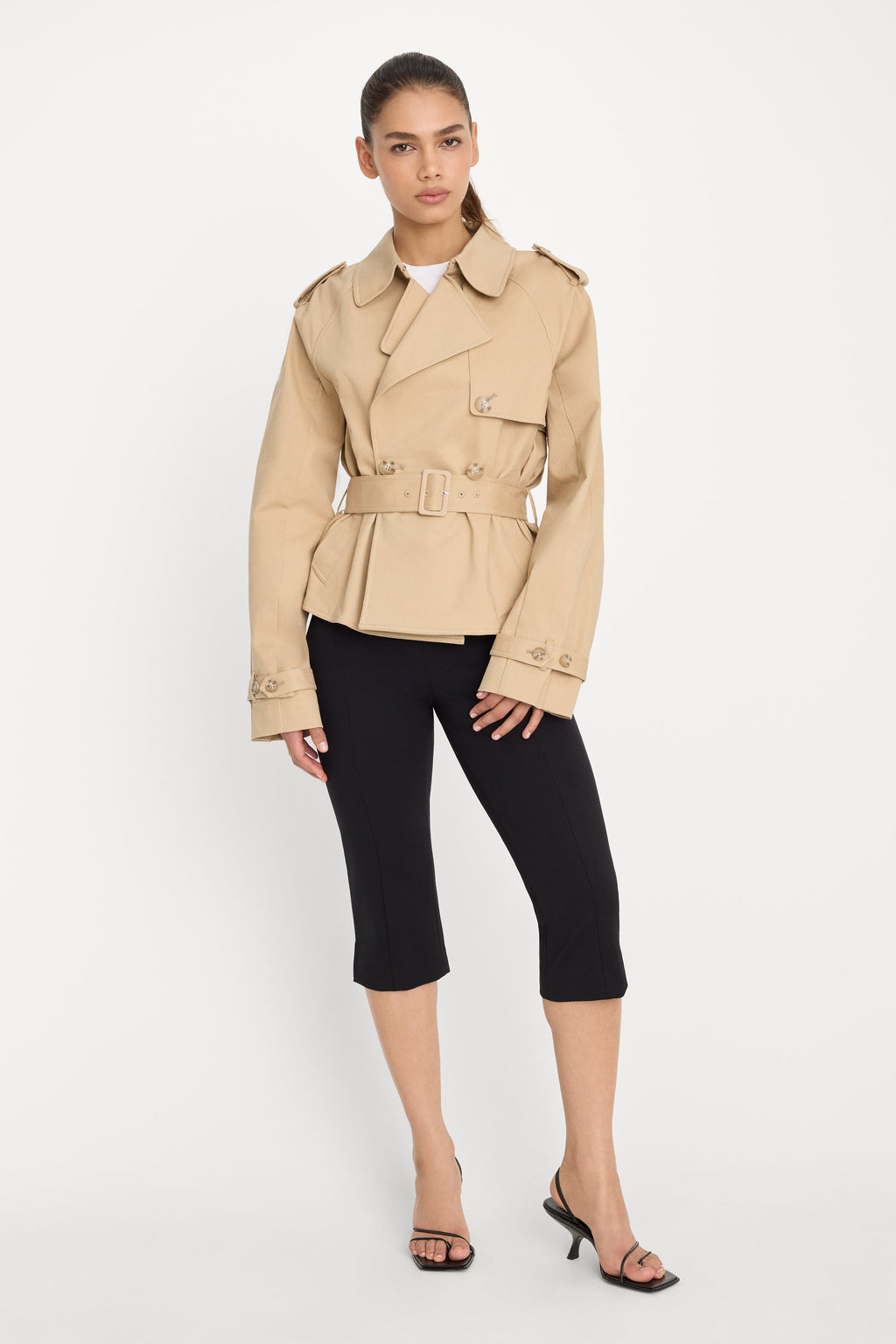 THE CROPPED TRENCH JACKET SANDY FAWN