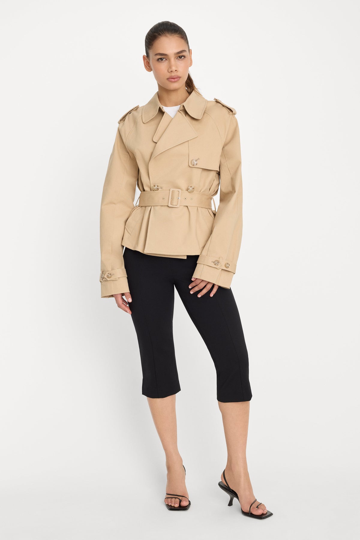 THE CROPPED TRENCH JACKET SANDY FAWN