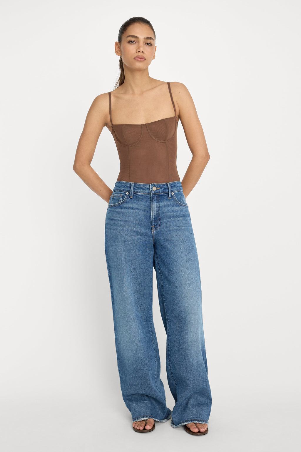 MESH BUSTIER BODYSUIT SADDLEWOOD