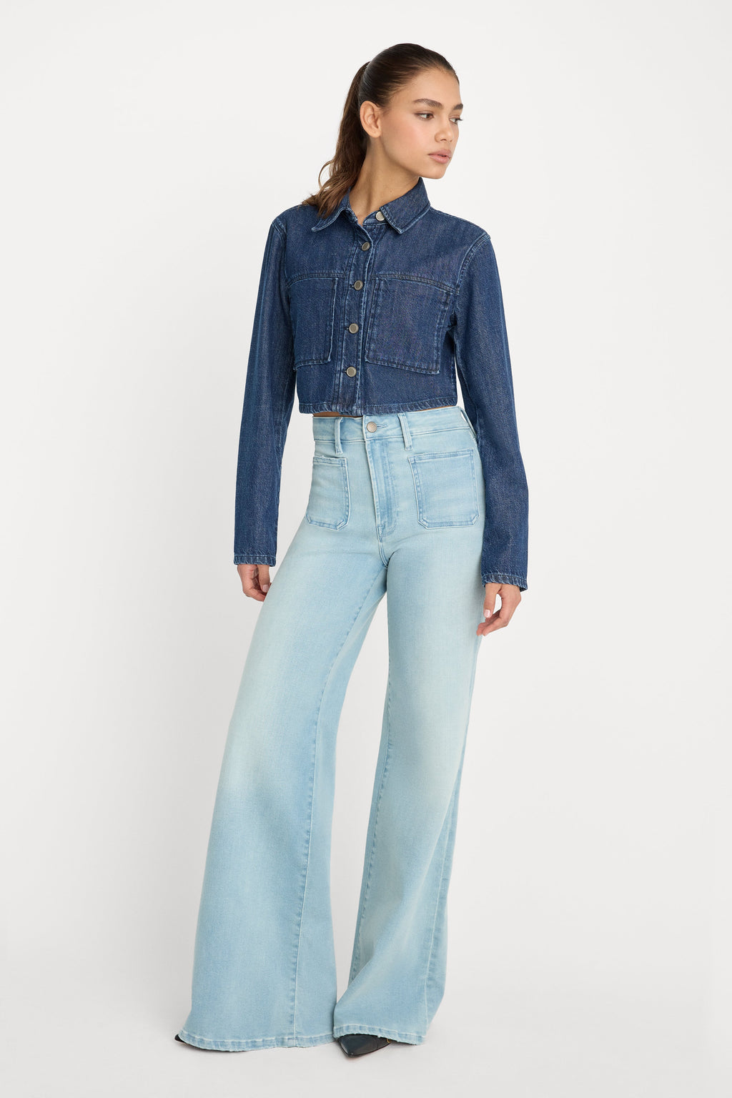 SOFT TECH GOOD WAIST PALAZZO JEANS INDIGO1129