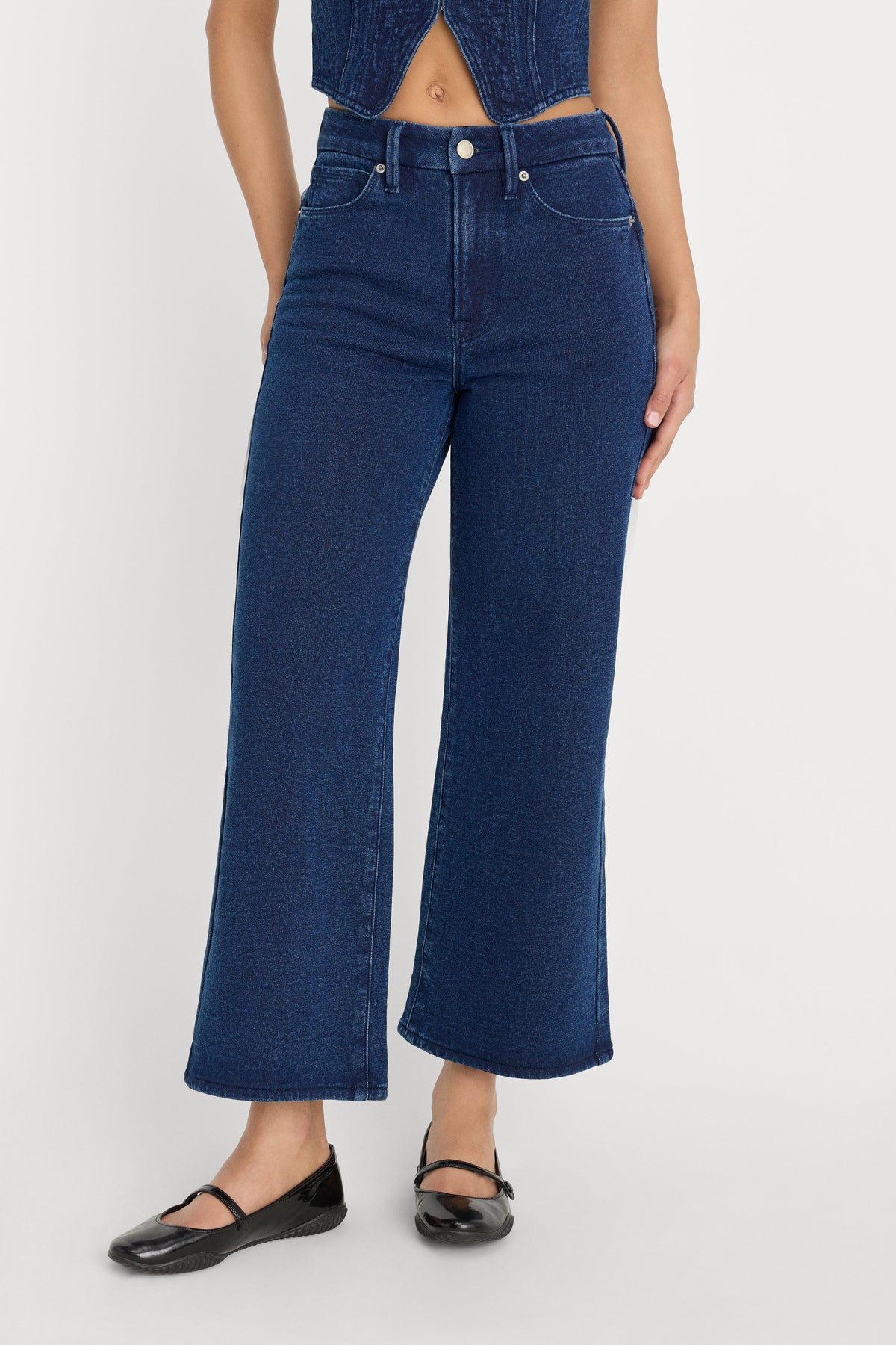 JEANIUS CROP PALAZZO INDIGO377