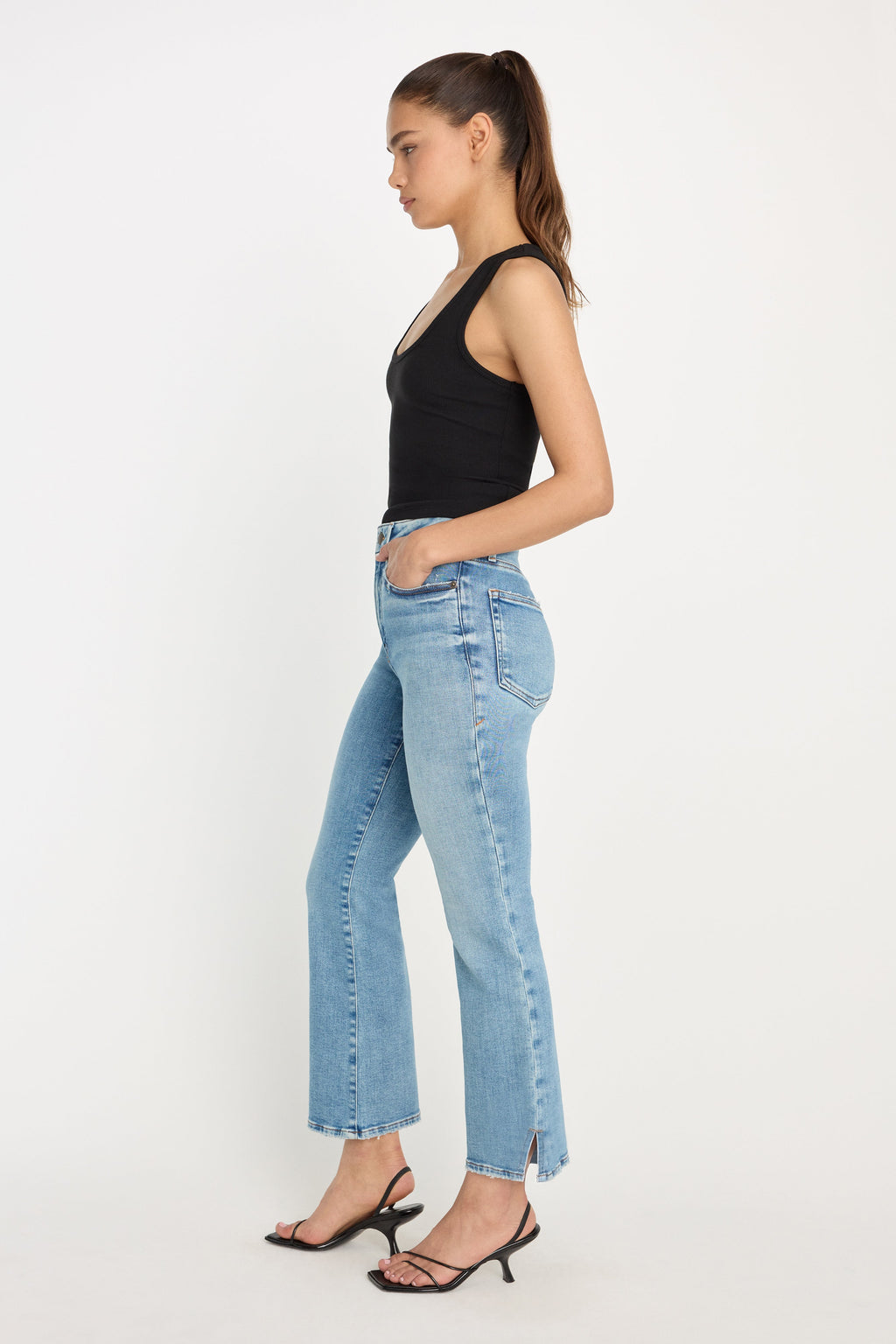 SOFT TECH GOOD LEGS CROP MINI BOOT JEANS INDIGO1214