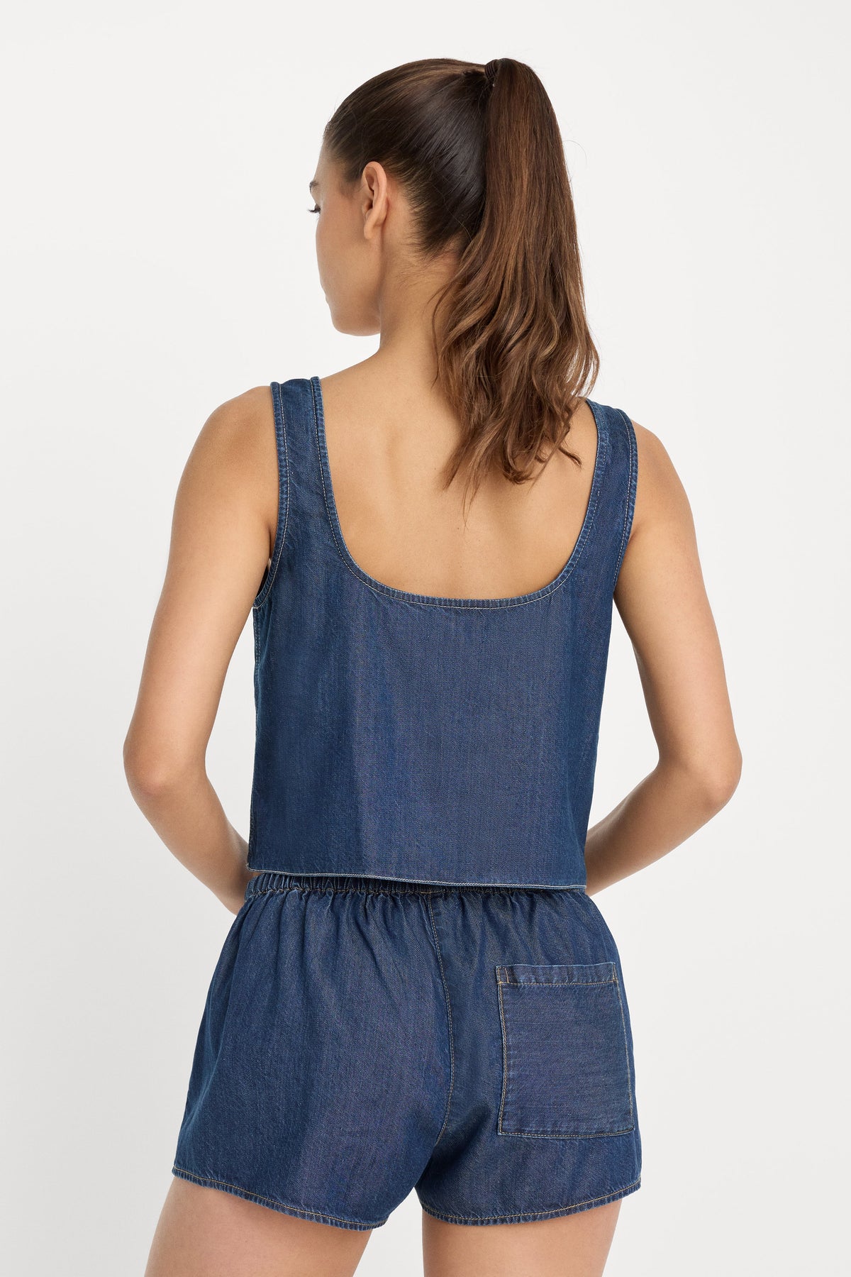 DENIM BUTTON FRONT TANK INDIGO1187