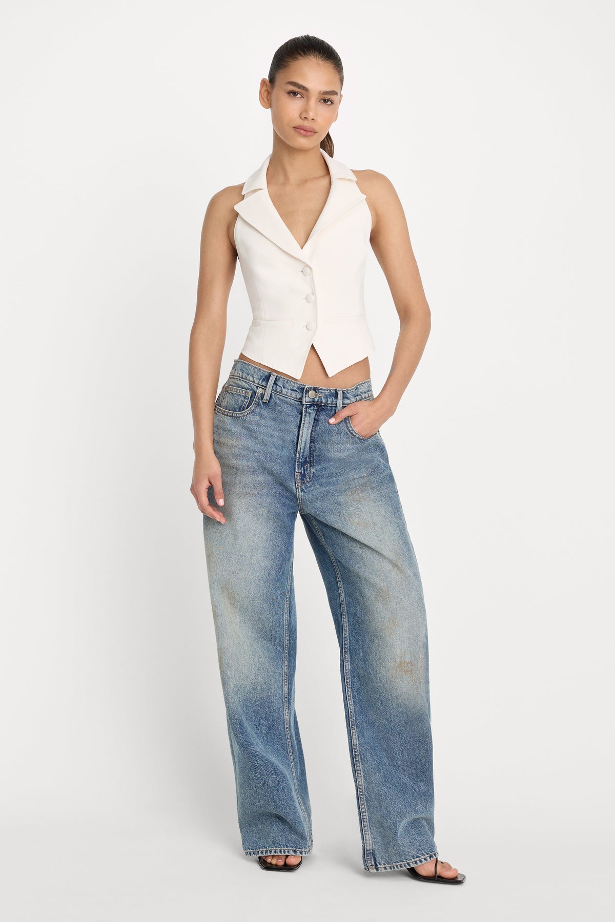 LUXE SUITING HALTER VEST SOFT SHELL