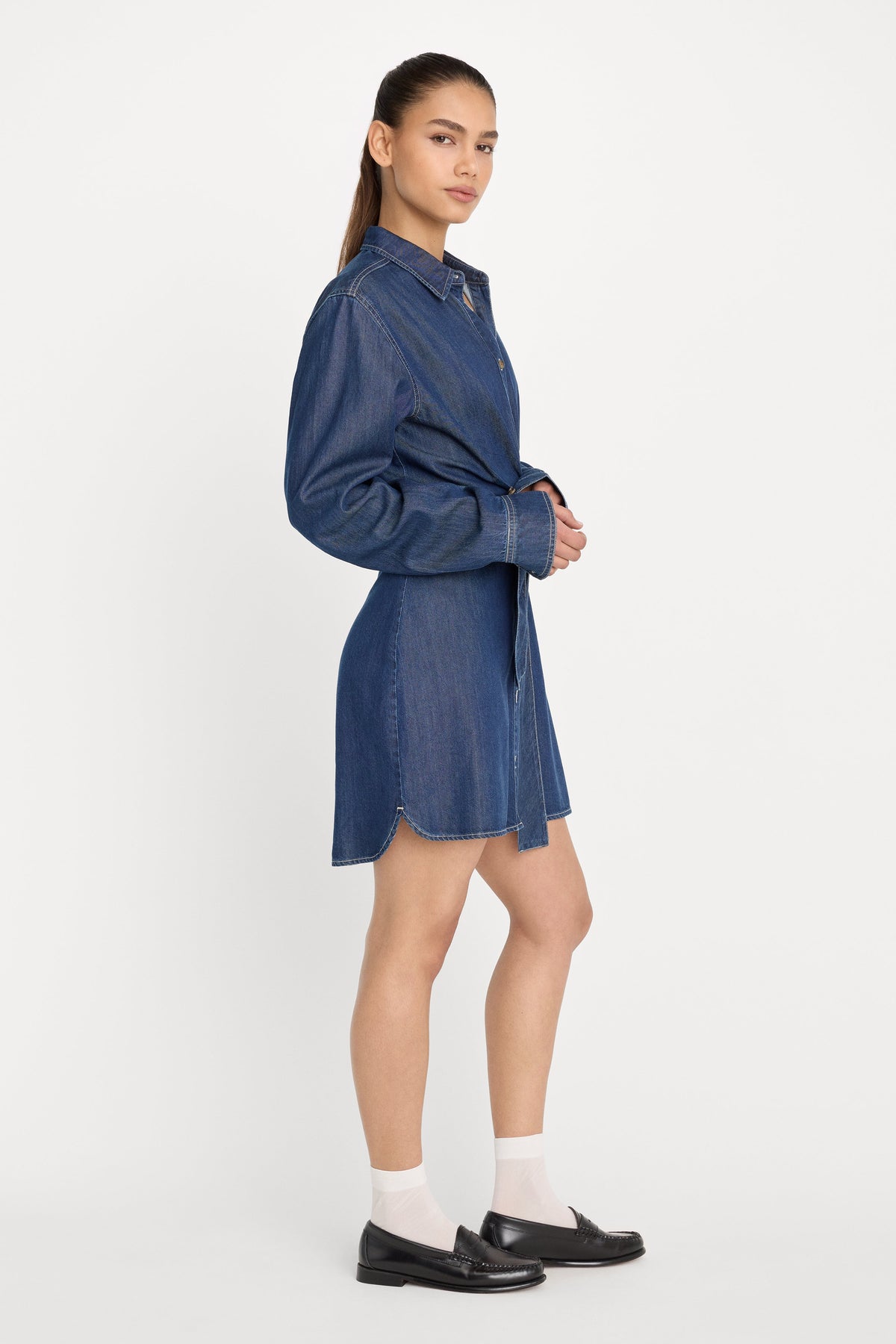 DENIM WRAP SHIRT DRESS INDIGO1187