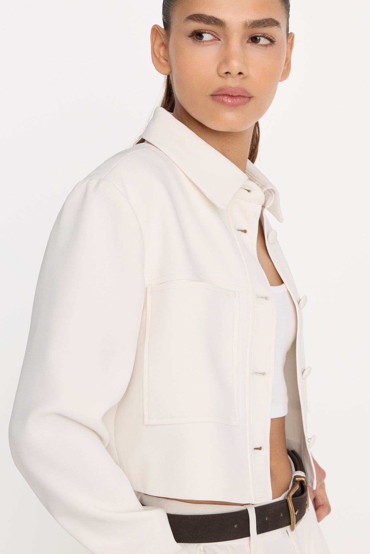 LUXE SUITING CROPPED JACKET SOFT SHELL