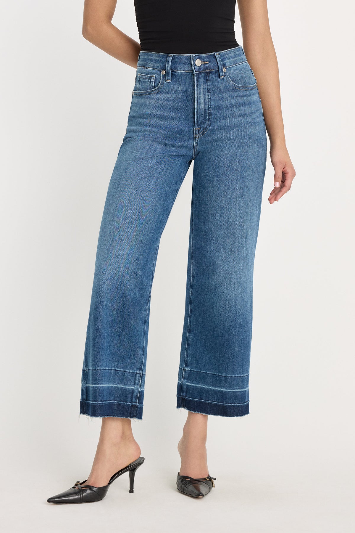 SOFT TECH GOOD WAIST PALAZZO CROPPED JEANS INDIGO1213