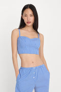 POPLIN BUSTIER CAMI TOP BLUE AND WHITE STRIPE