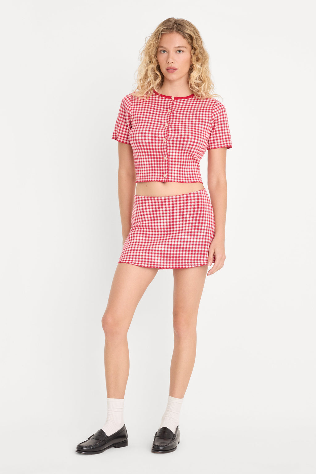 THE KEEPSAKE CARDIGAN CHERRY GINGHAM