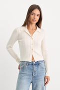 THE LADDER RIB CARDIGAN CHALK