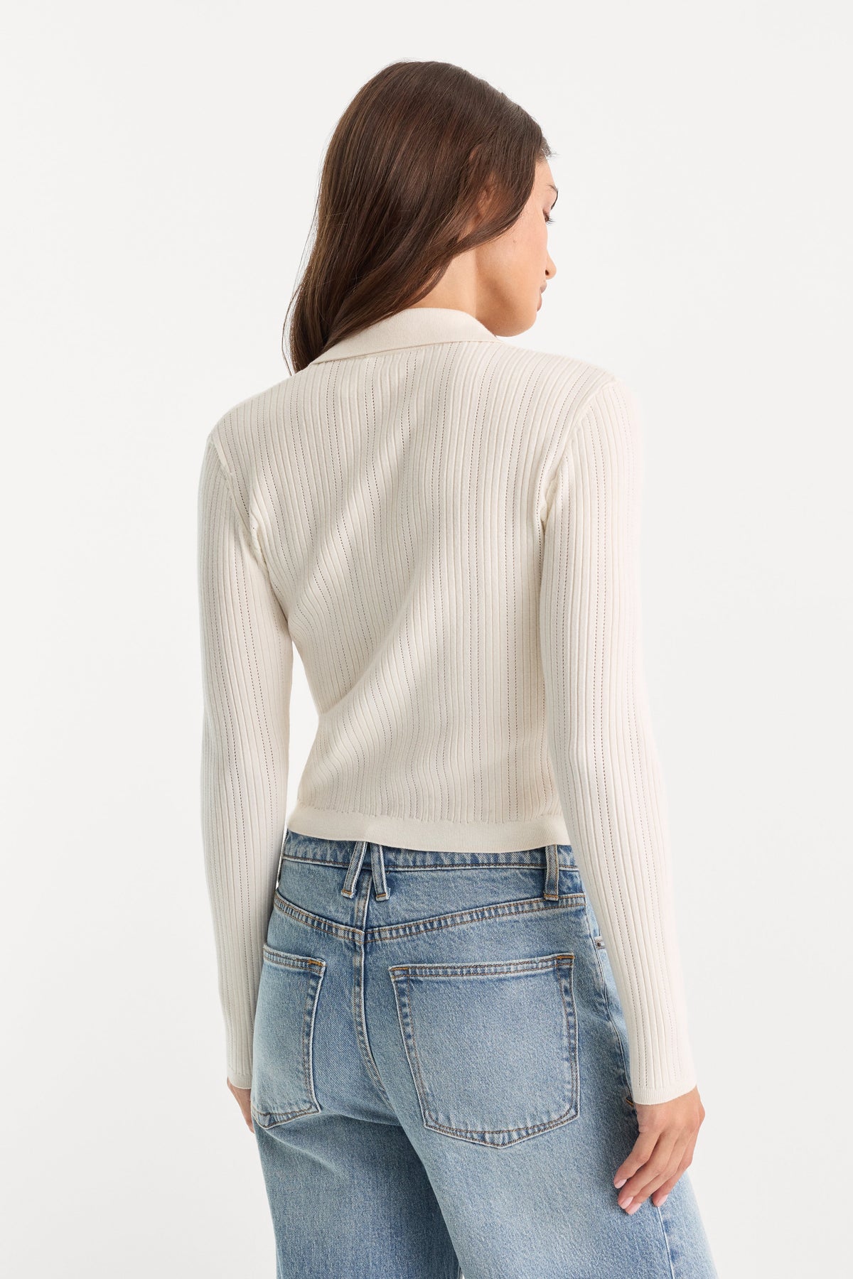 THE LADDER RIB CARDIGAN CHALK