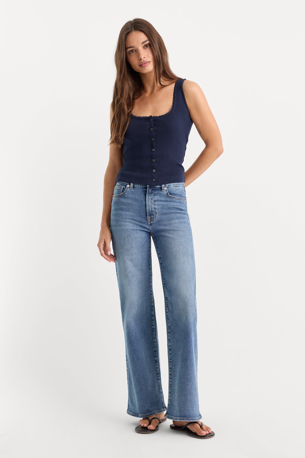 ALWAYS FITS PETITE SLIM PALAZZO JEANS TAWNY