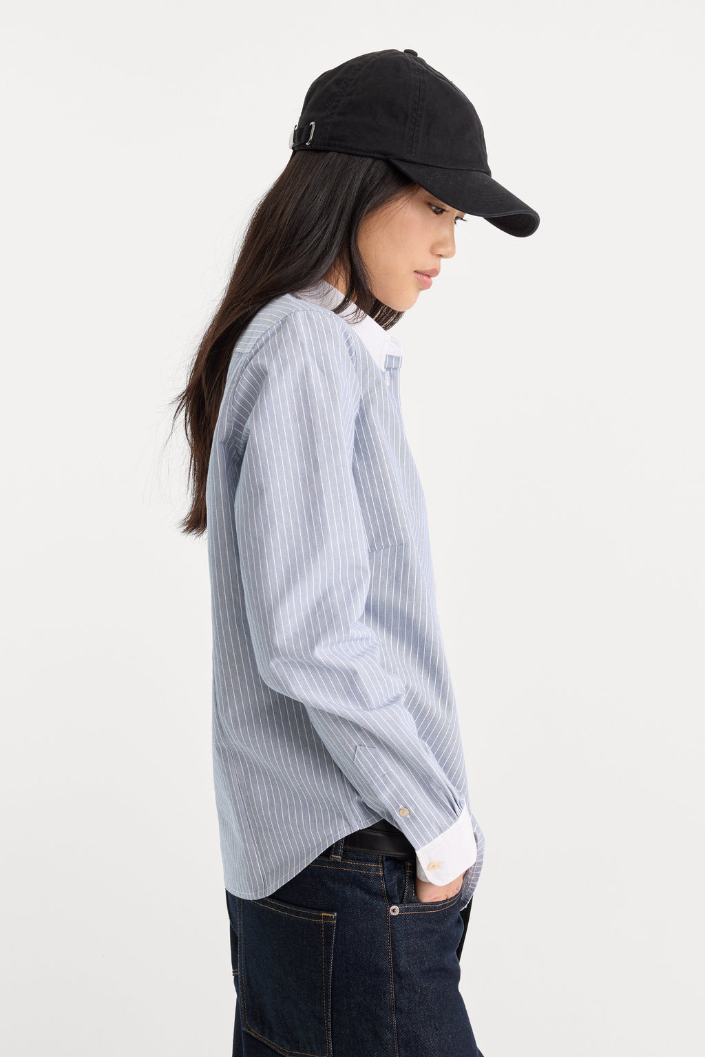 THE OXFORD CONTRAST SHIRT SLATE BLUE STRIPE