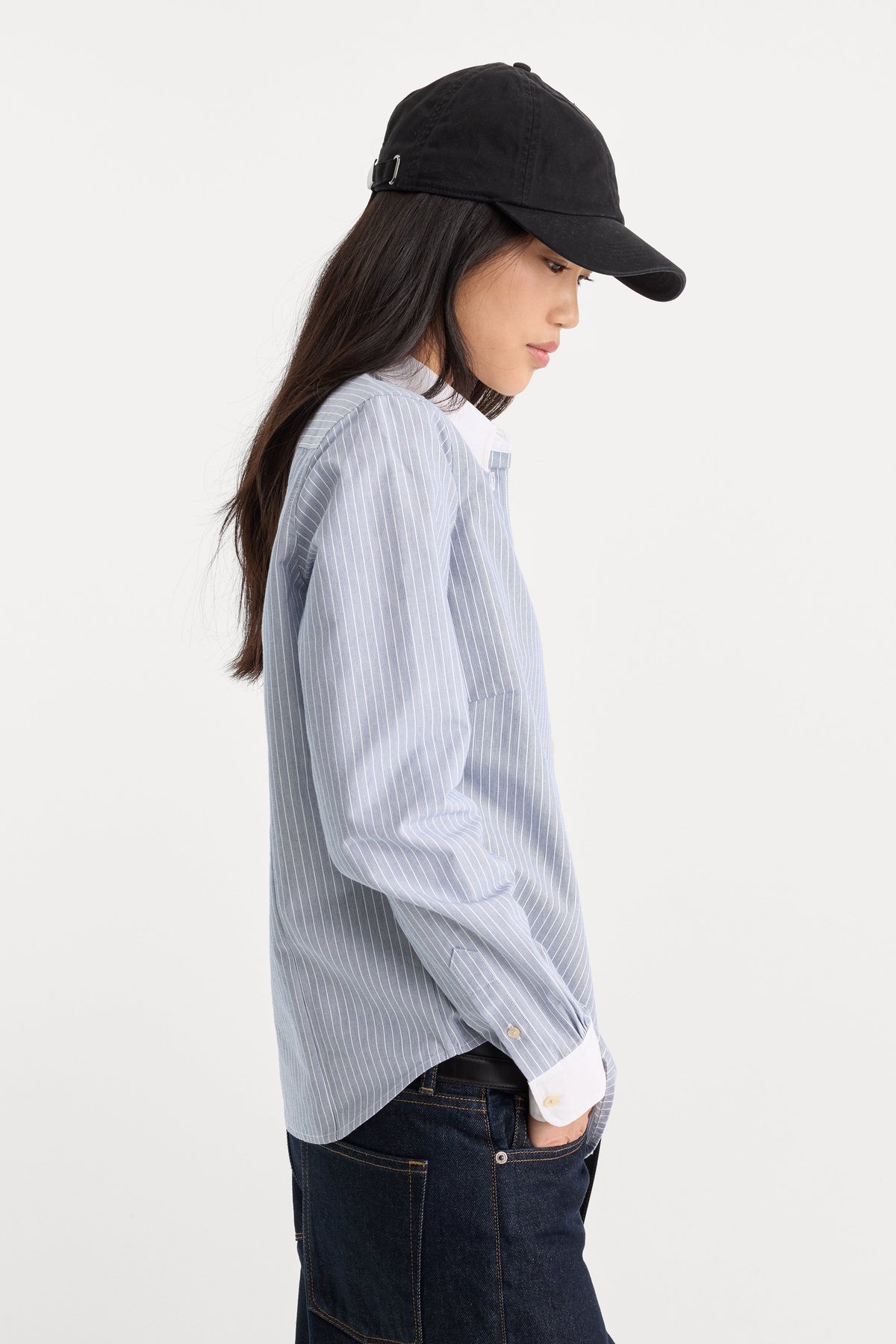 THE OXFORD CONTRAST SHIRT SLATE BLUE STRIPE