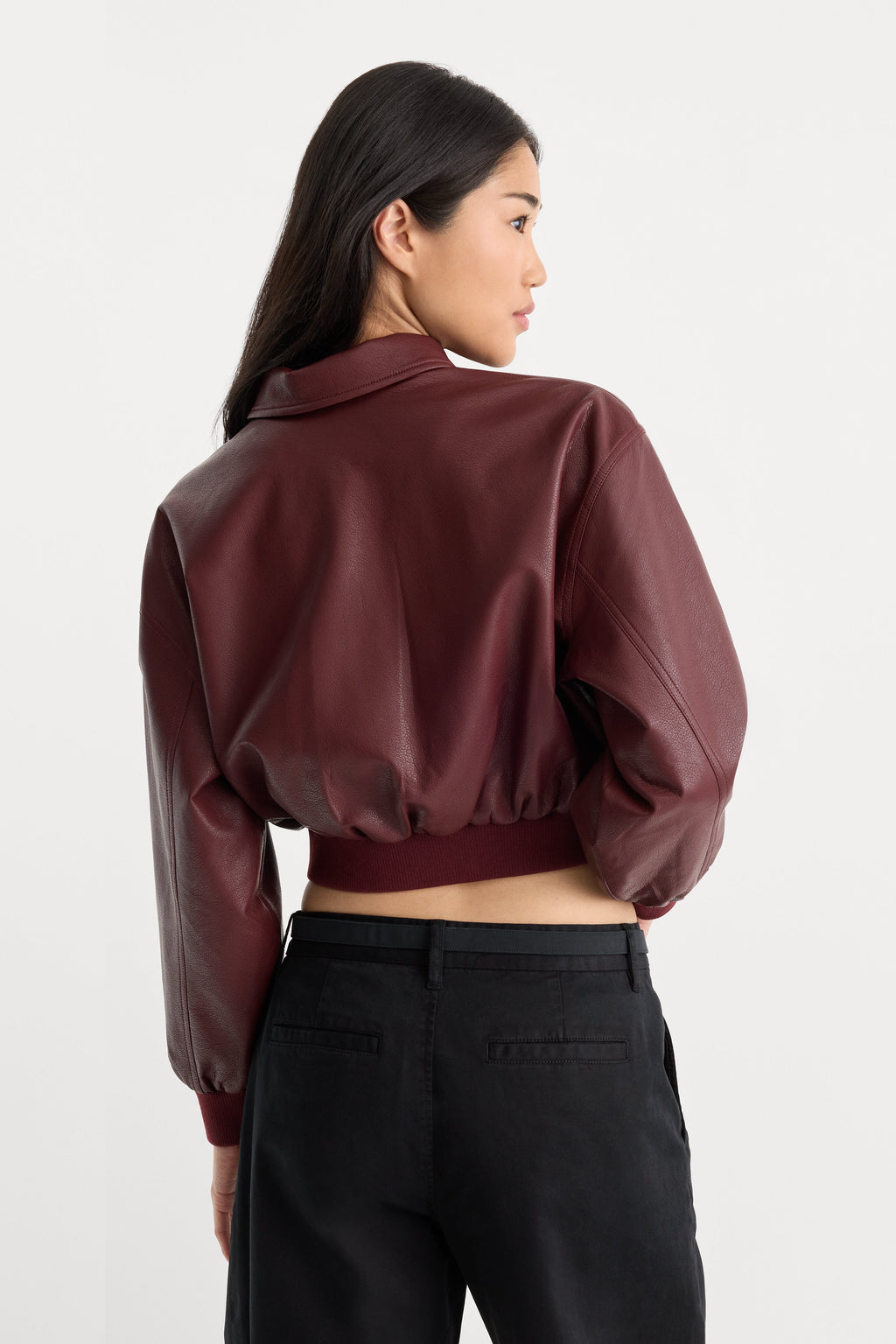 THE BETTER THAN LEATHER BOMBER JACKET BERRY NOIR