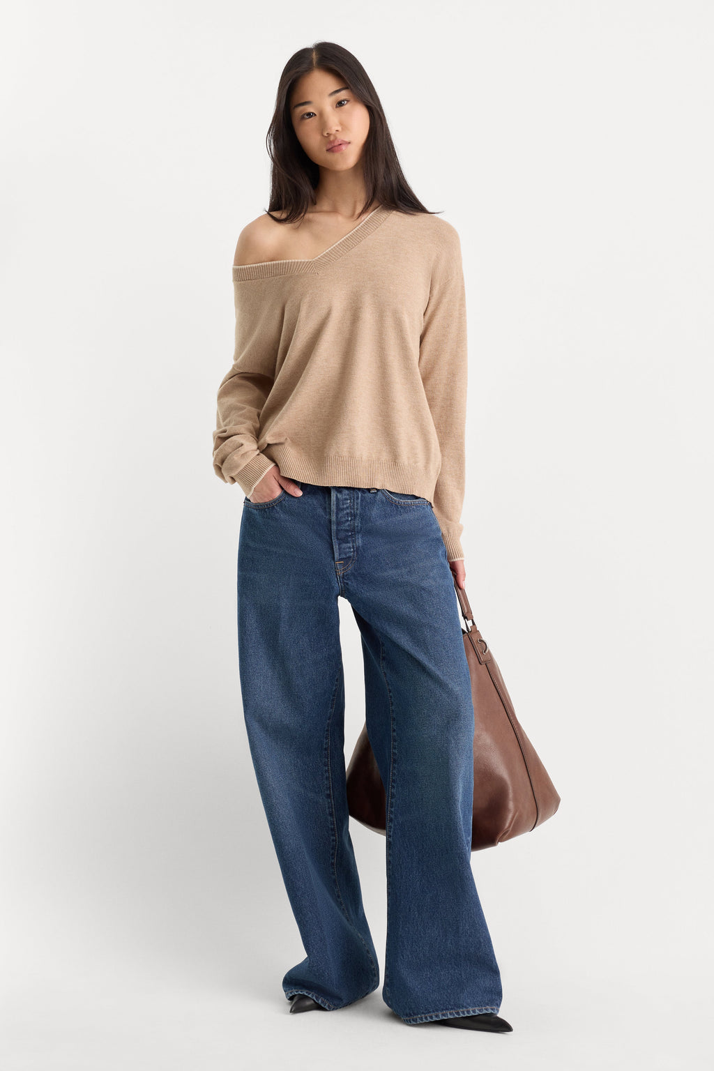 THE COZY V NECK SWEATER DUNE MIST