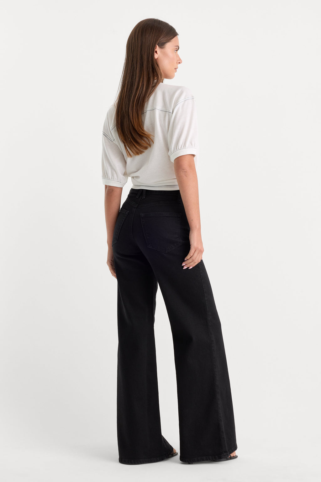PATCH POCKET GOOD WAIST PALAZZO JEANS BLACK001