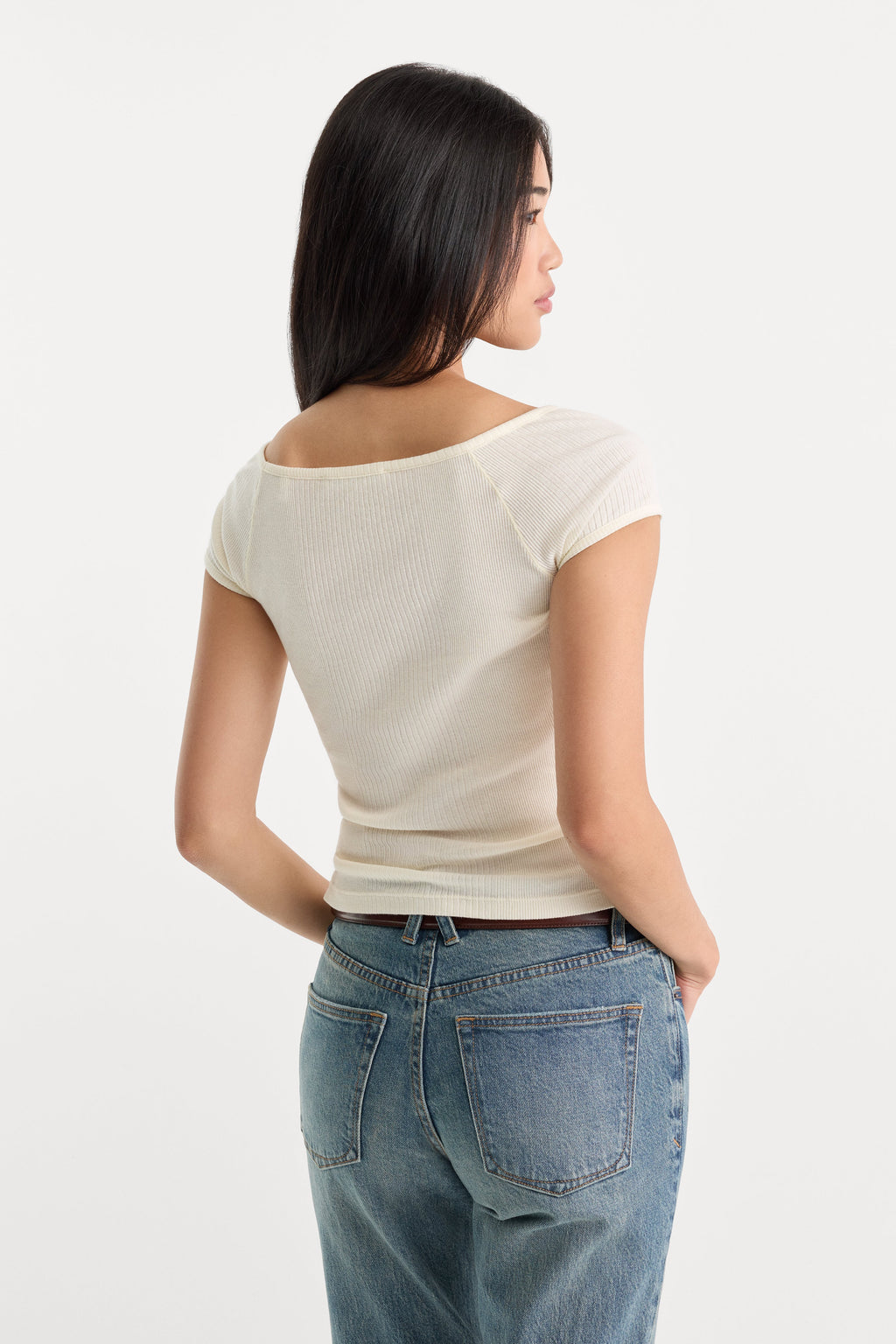 THE VARIEGATED RIB TOP CHALK