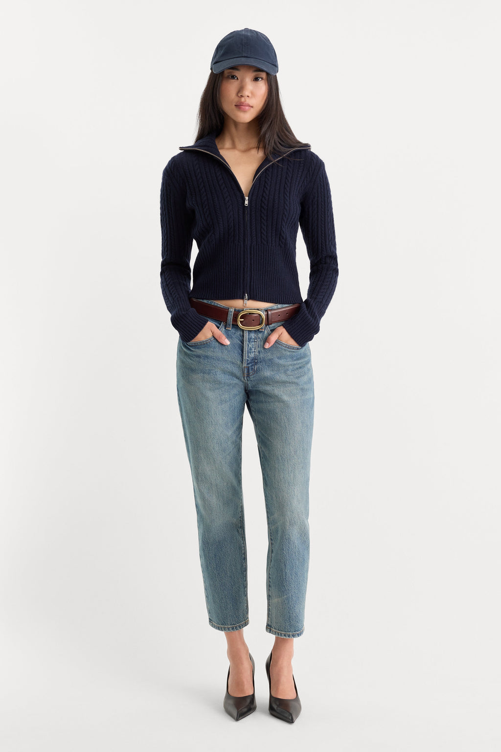 THE CABLE ZIP UP NEW NAVY002