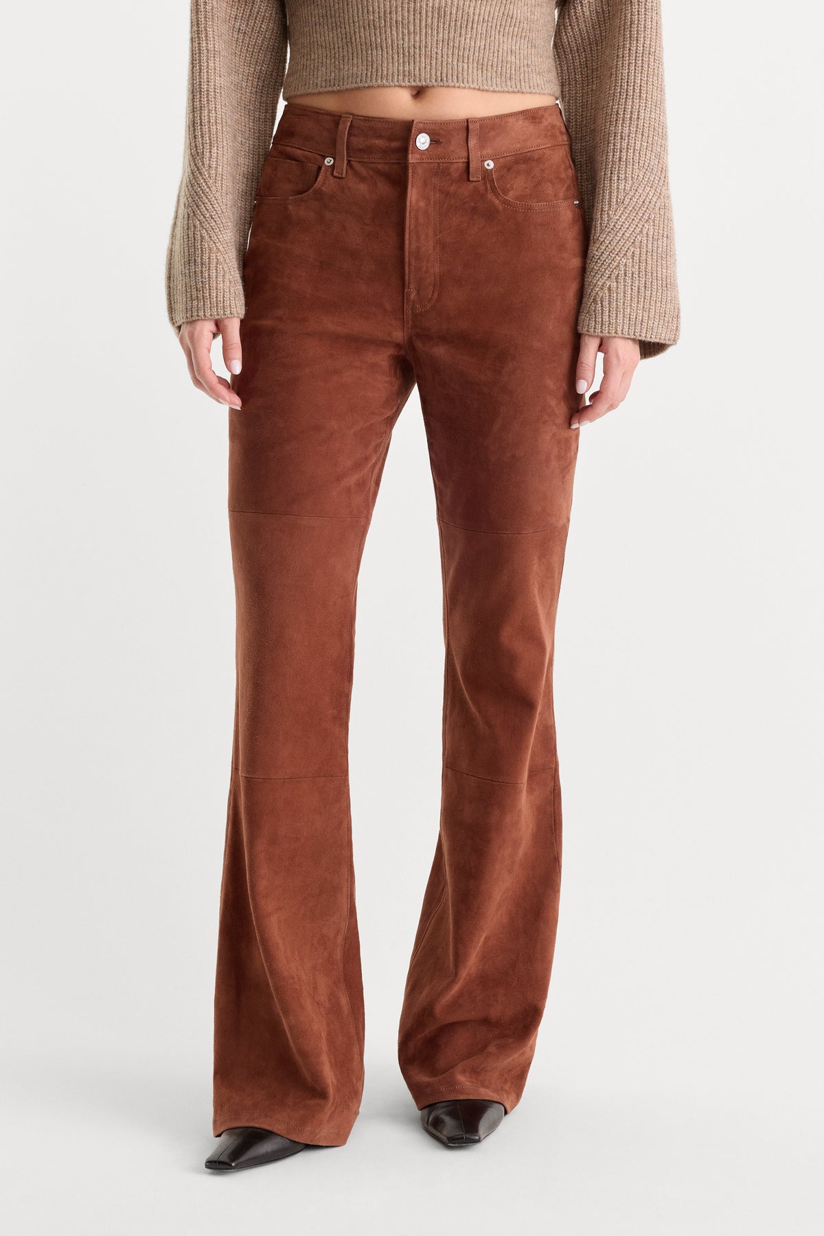 SUEDE GOOD LEGS FLARE PANT CAFE CLAY