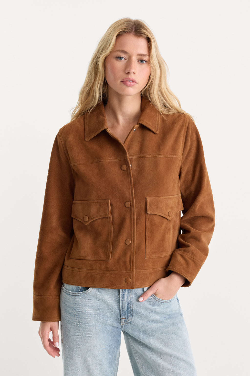 THE SUEDE BOXY JACKET CAFE CLAY