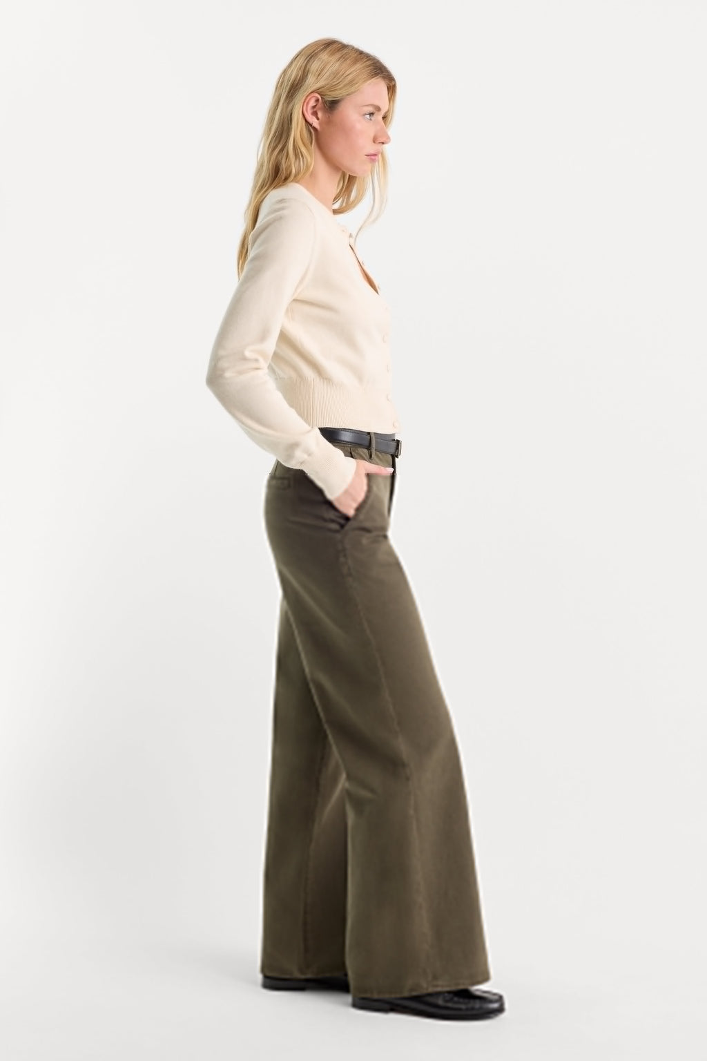 LOW SLUNG BAGGY TROUSER WASHED FATIGUE GREEN