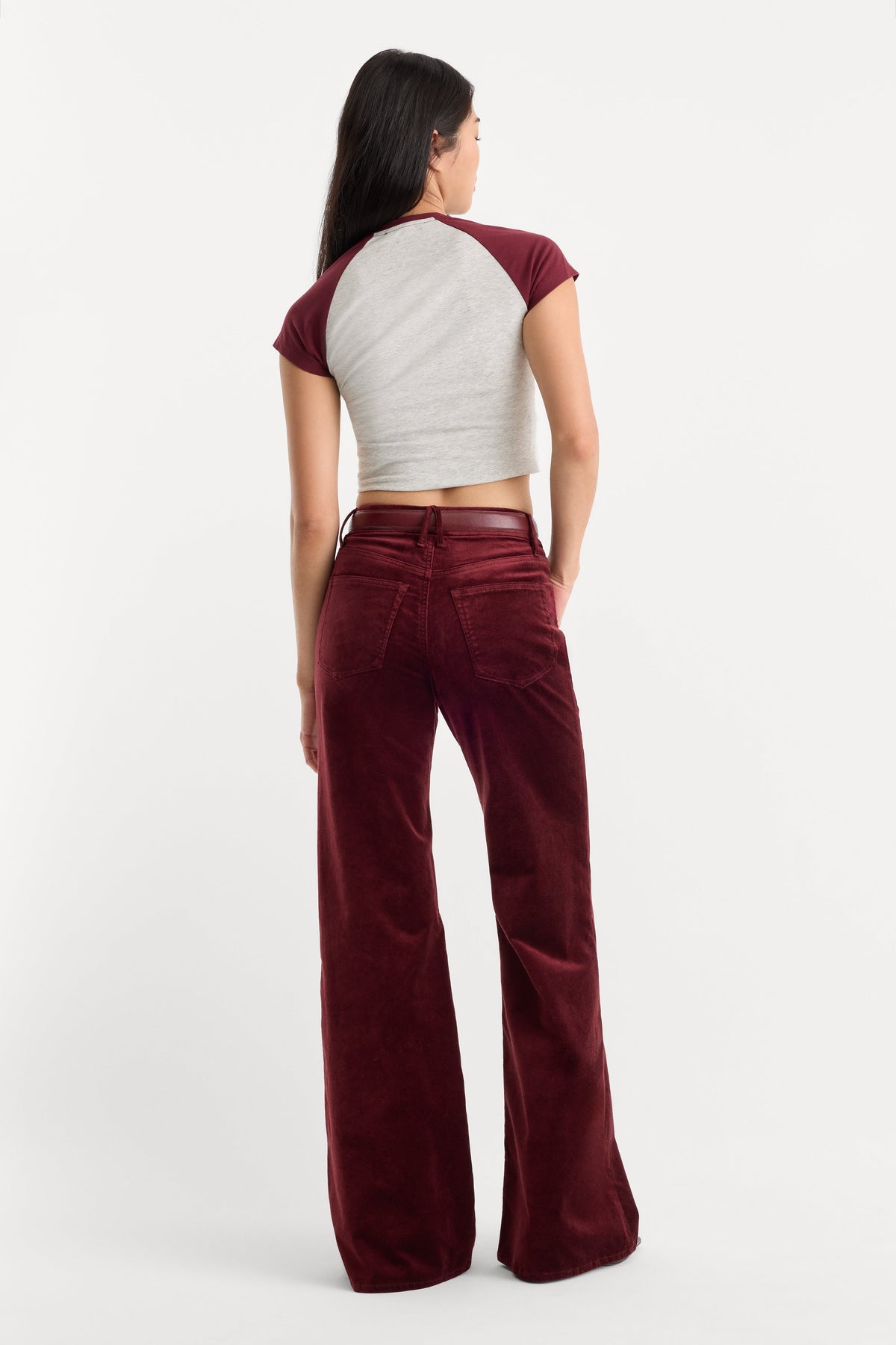 VELVET GOOD WAIST PALAZZO PANT BERRY NOIR