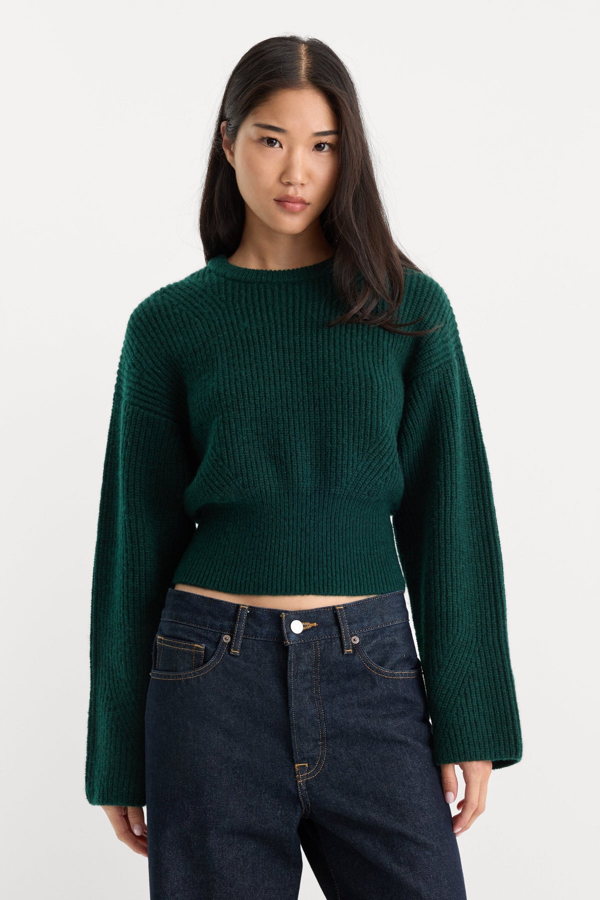 THE CHUNKY KNIT SWEATER FOREST GREEN