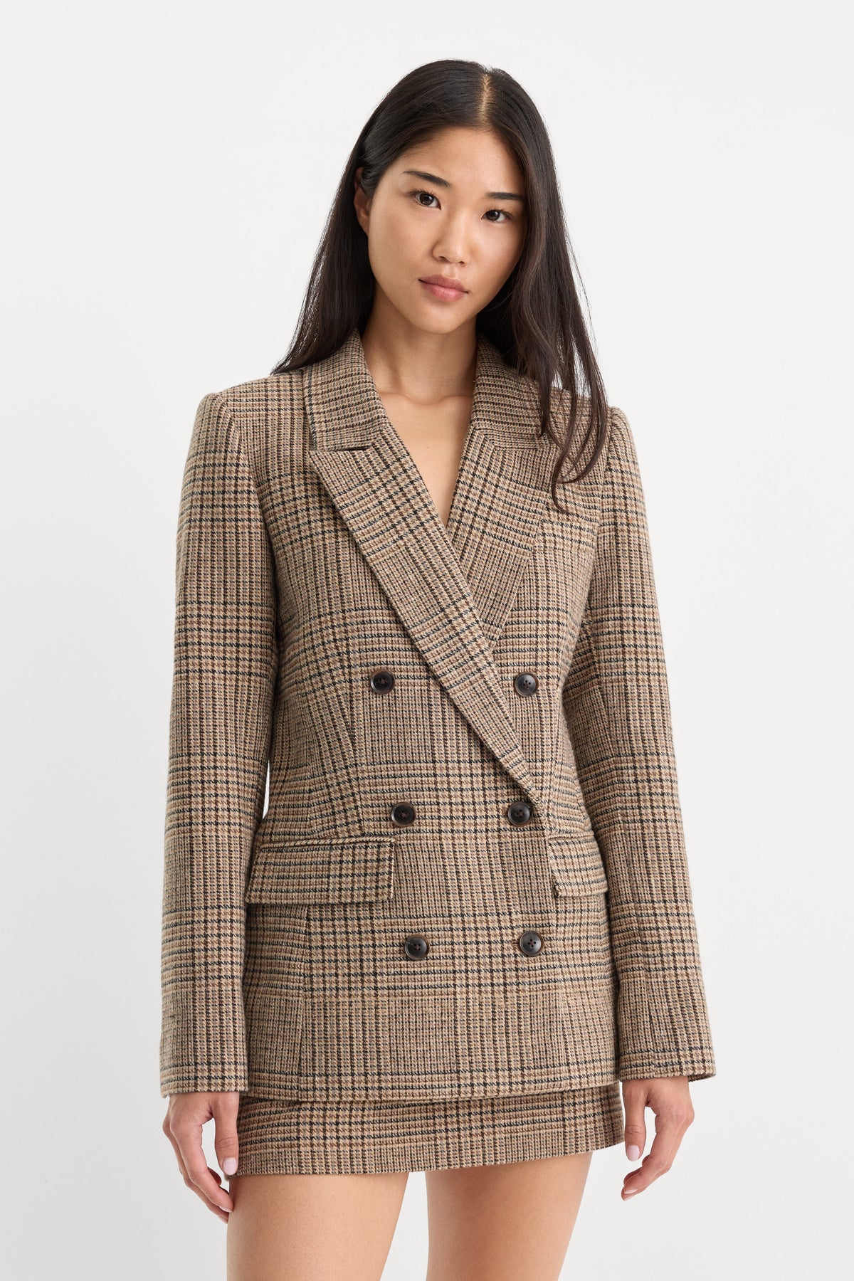 THE DOUBLE BREASTED BLAZER BROWN PLAID