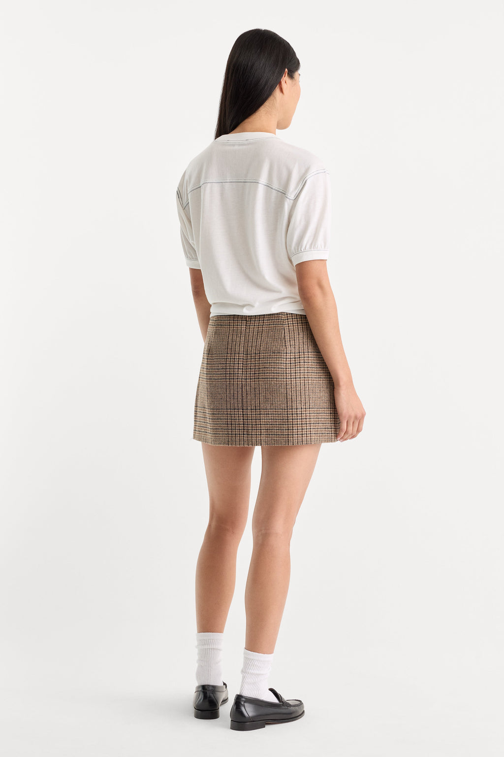 THE WOOL MINI SKIRT BROWN PLAID
